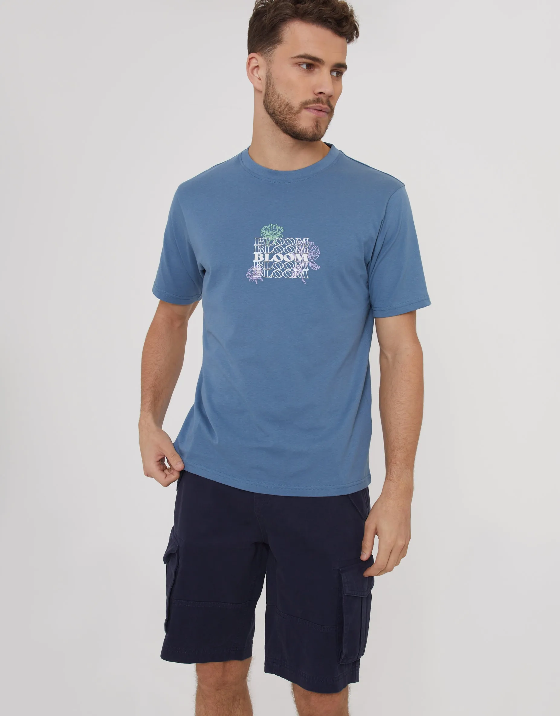 Men's Blue Bloom Graphic Print T-Shirt sold by Threadbare product image thumbnail 2