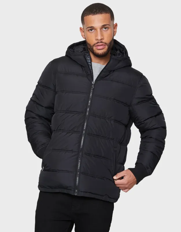 Men's Black Puffer Jacket sold by Threadbare