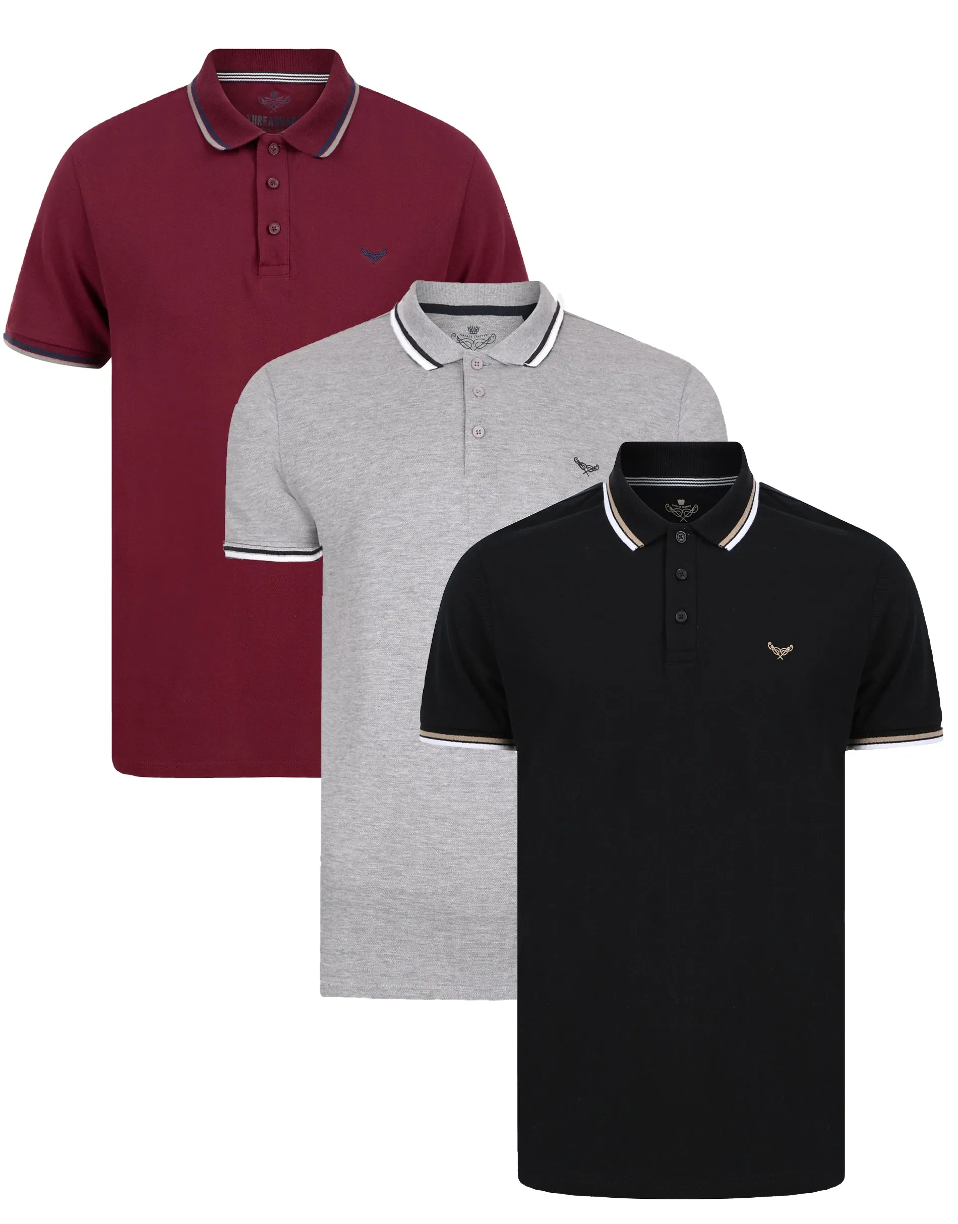 Men's Multi Short Sleeve Polo Shirts (3 Pack) sold by Threadbare