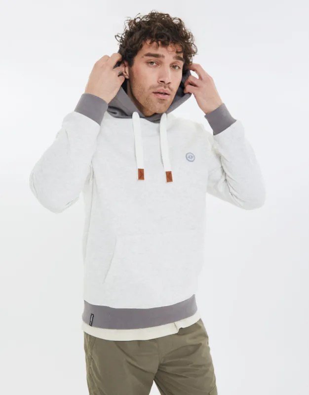 Men's Ecru Marl Tonal Contrast Hoodie sold by Threadbare
