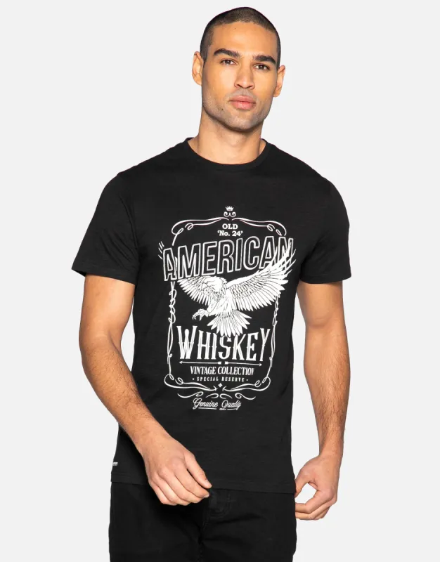 Men's Black Eagle Crew Neck T-Shirt made by Threadbare