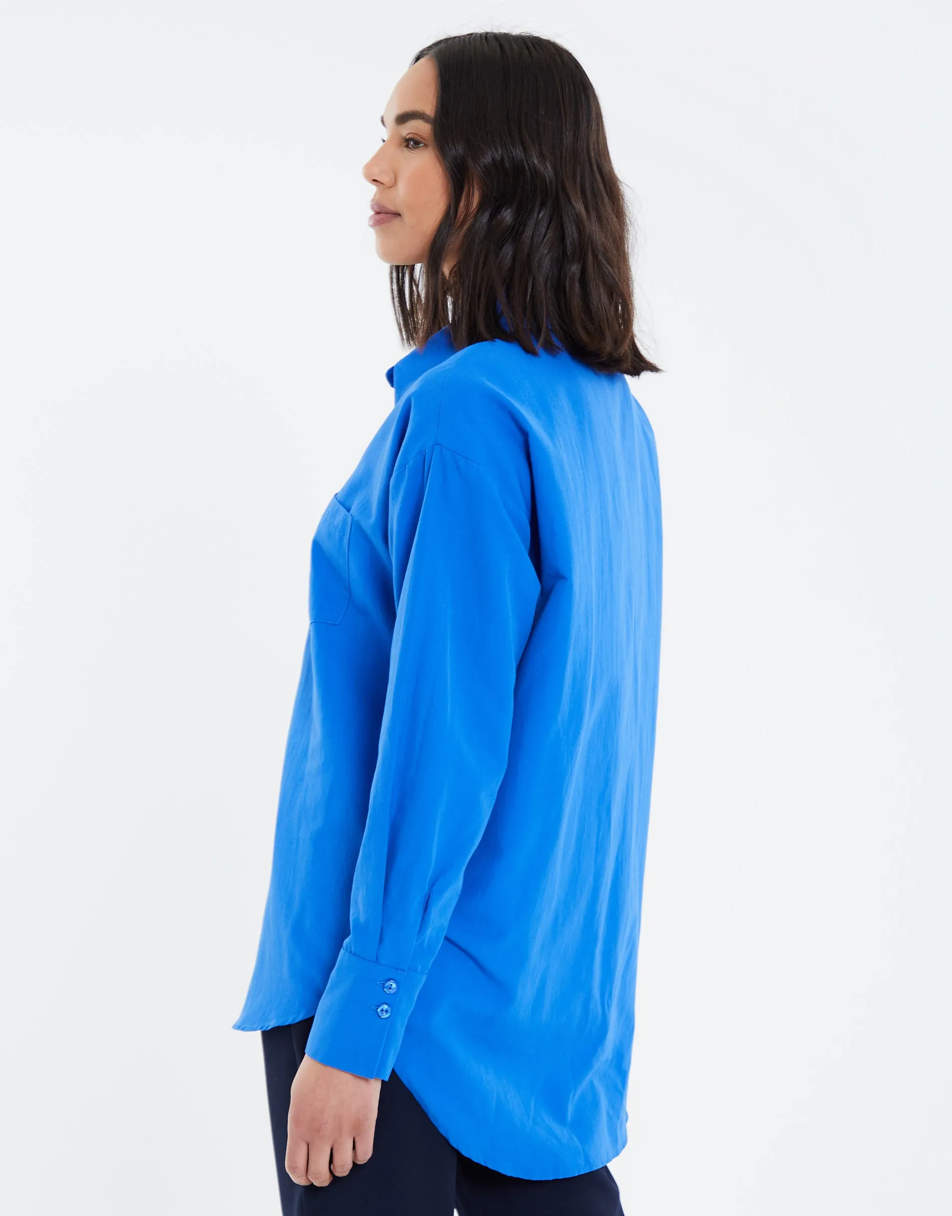 Women's Blue Longline Oversized Shirt sold by Threadbare product image thumbnail 3