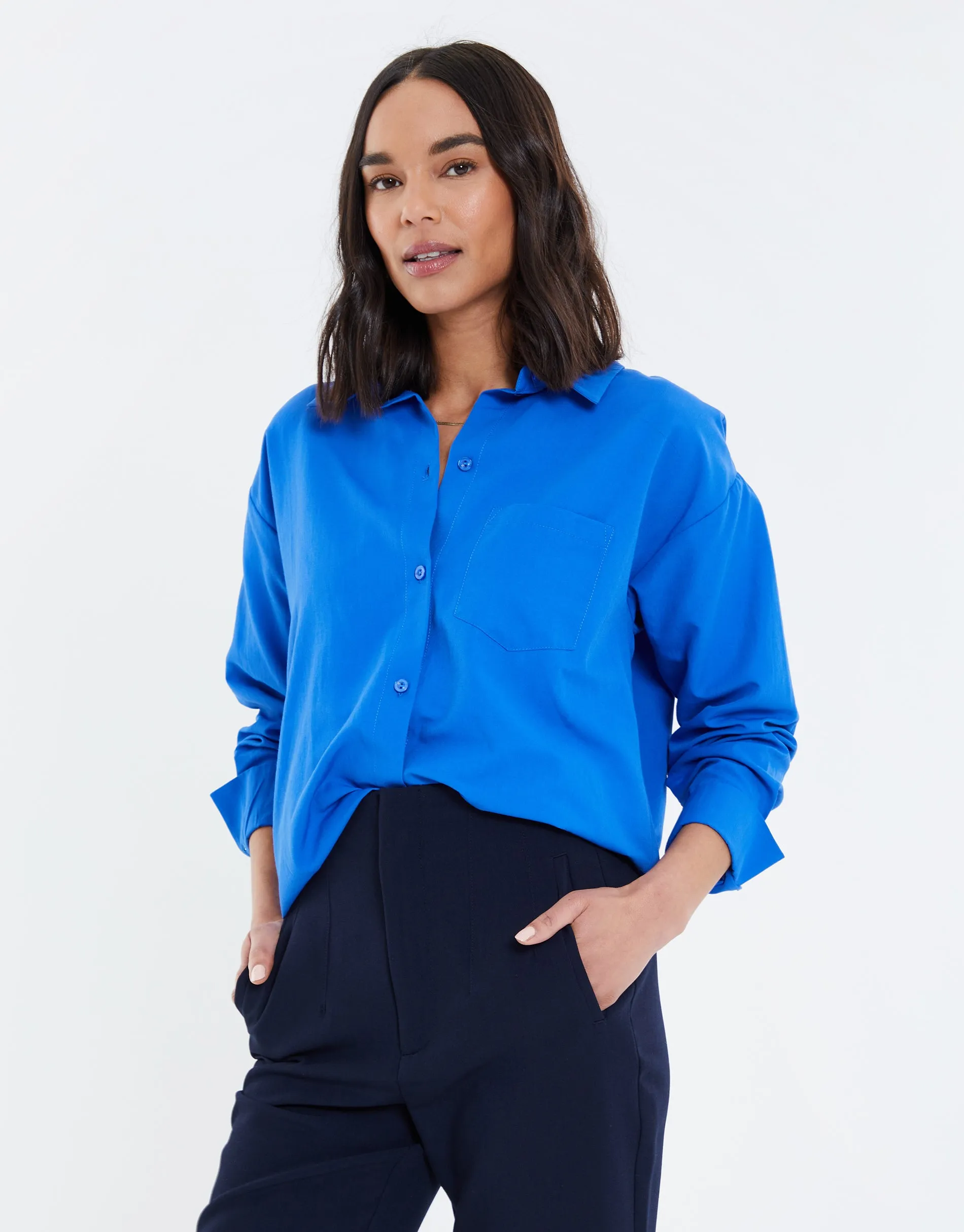 Women's Blue Longline Oversized Shirt sold by Threadbare product image thumbnail 2