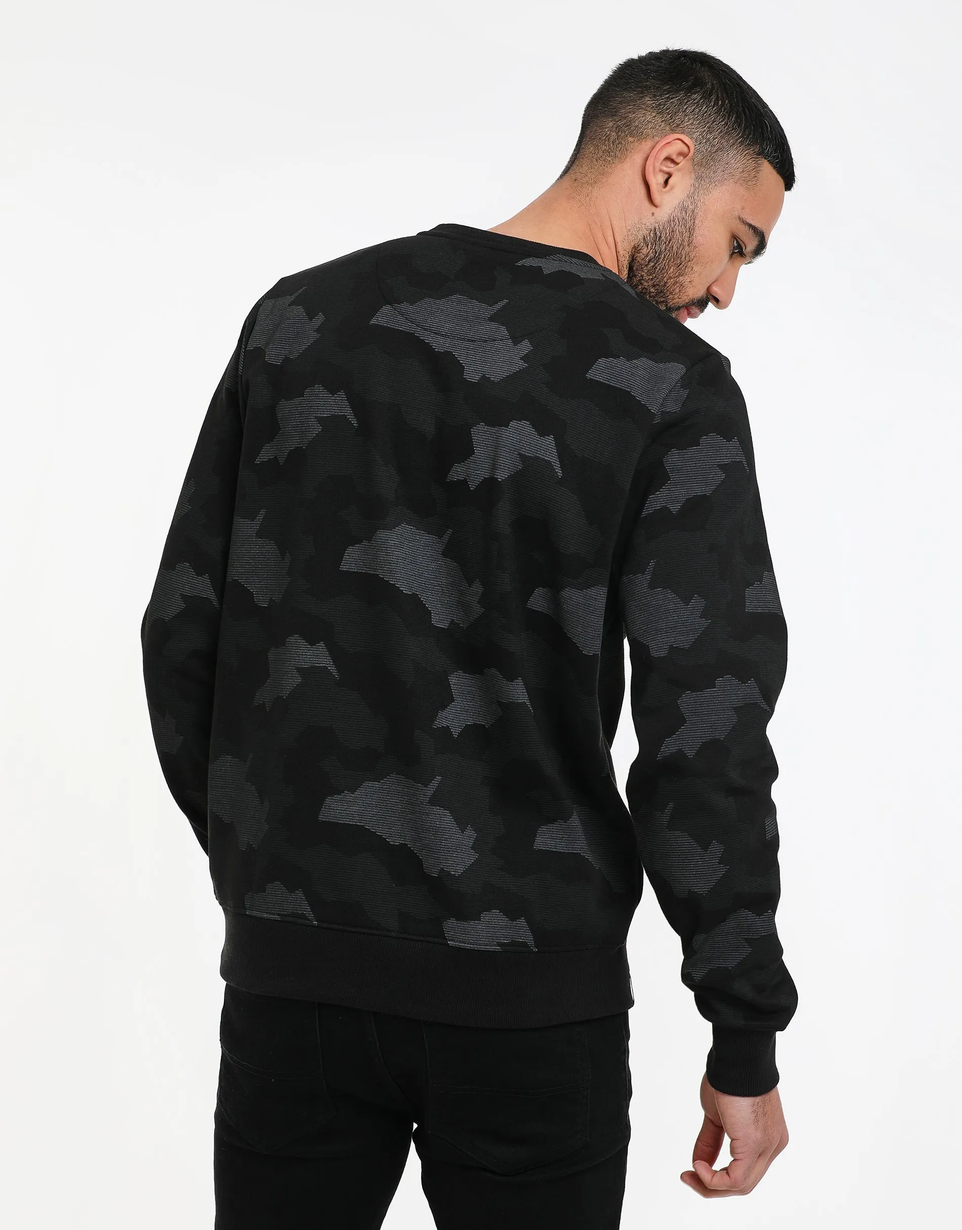 Men's Charcoal Camo Sweatshirt sold by Threadbare product image thumbnail 2