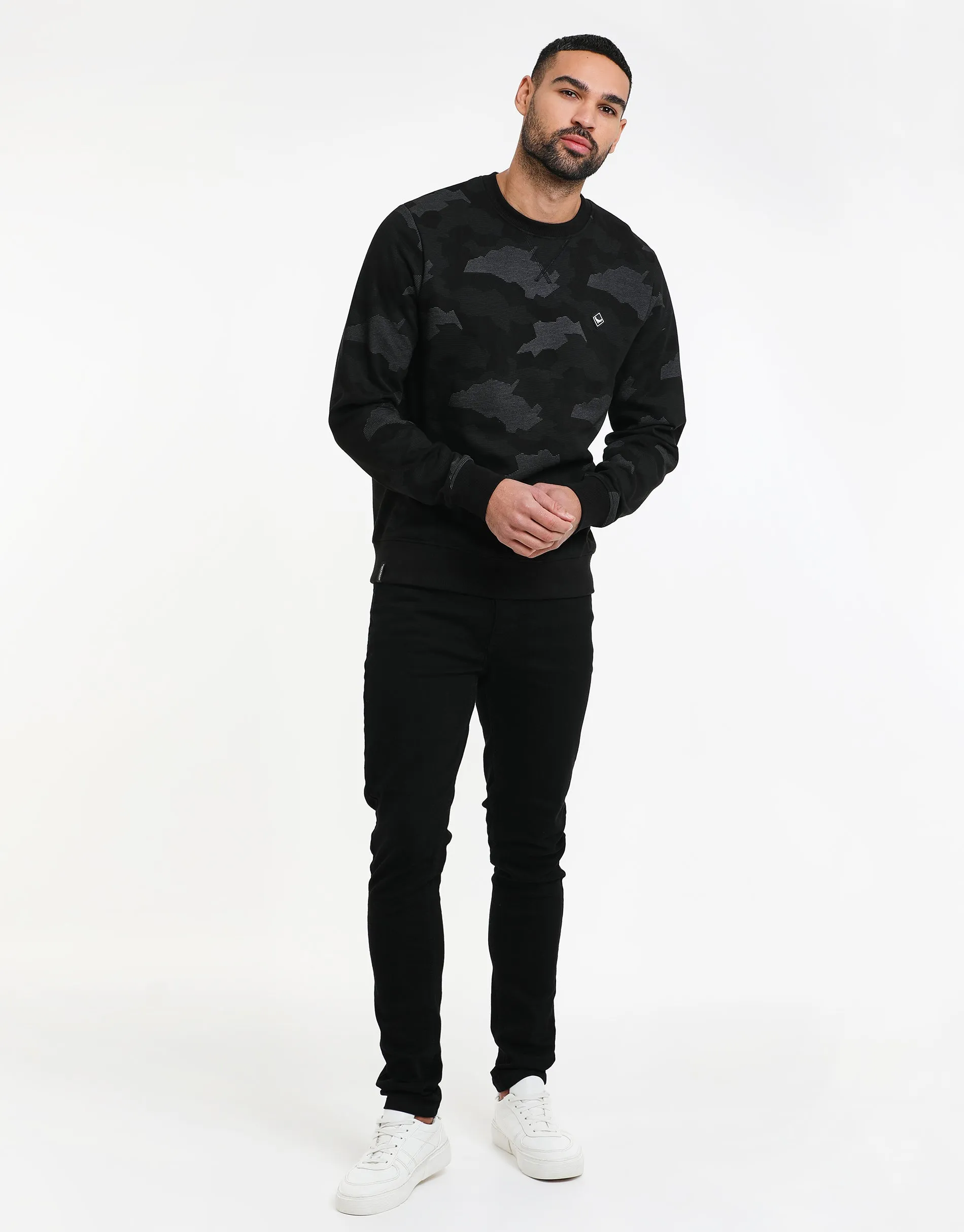 Men's Charcoal Camo Sweatshirt sold by Threadbare product image thumbnail 3