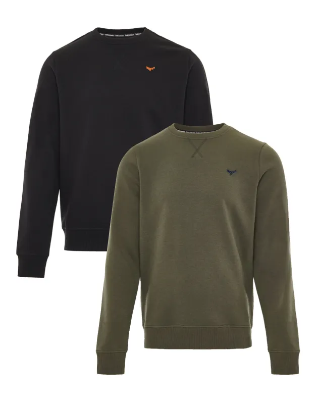 Men's Black & Khaki Crew Neck Sweatshirts (2 Pack) sold by Threadbare