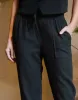 Women's Black Linen Blend Drawstring Trousers sold by Threadbare