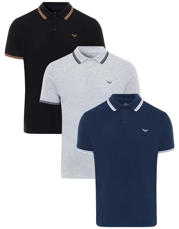 Men's Multi Short Sleeve Polo Shirts (3 Pack) sold by Threadbare
