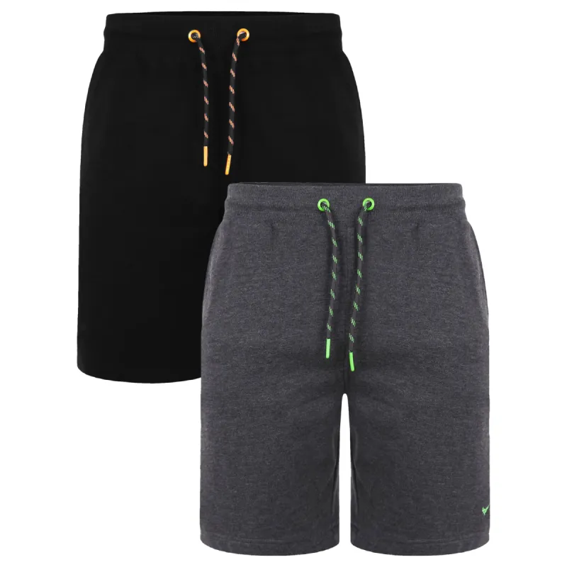 Men's Black & Grey Fleece Shorts (2 Pack) sold by Threadbare