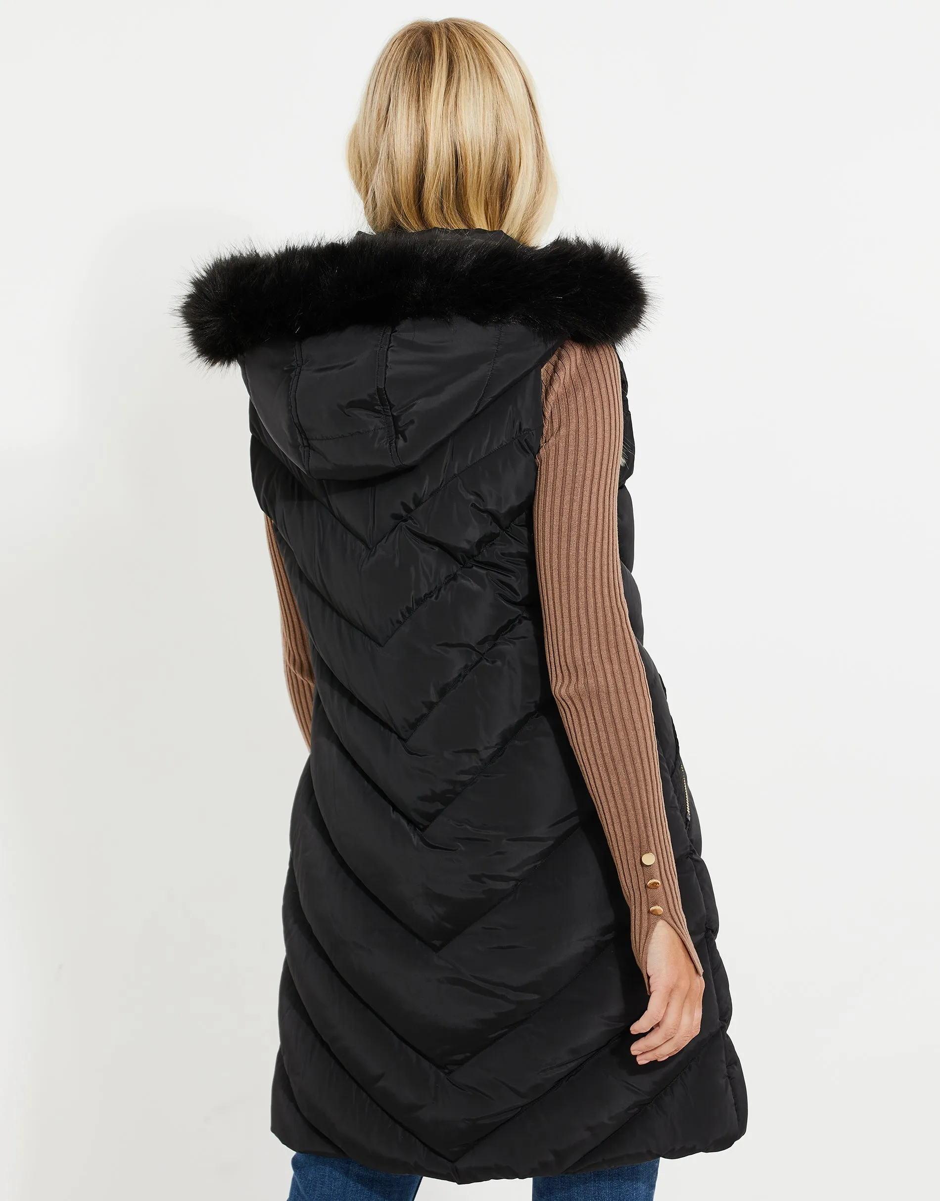 Women's Black Parka-Style Quilted Gilet sold by Threadbare product image thumbnail 3