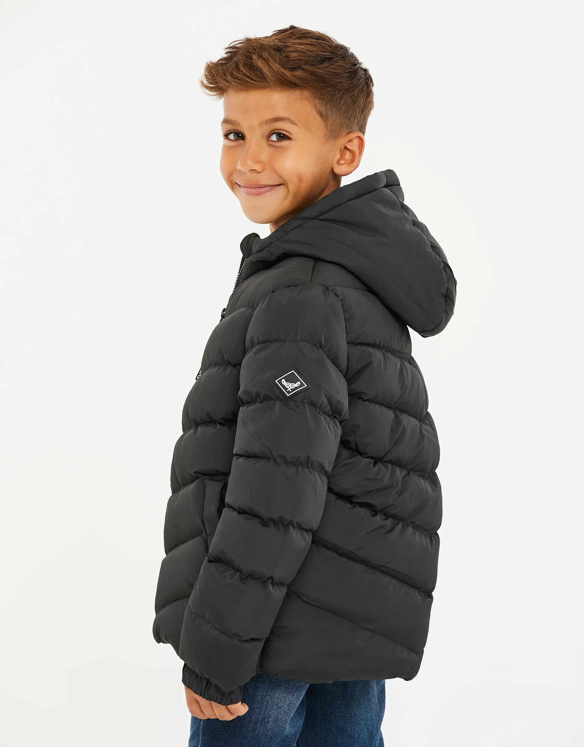 Boys' Black Puffer Jacket sold by Threadbare product image thumbnail 3