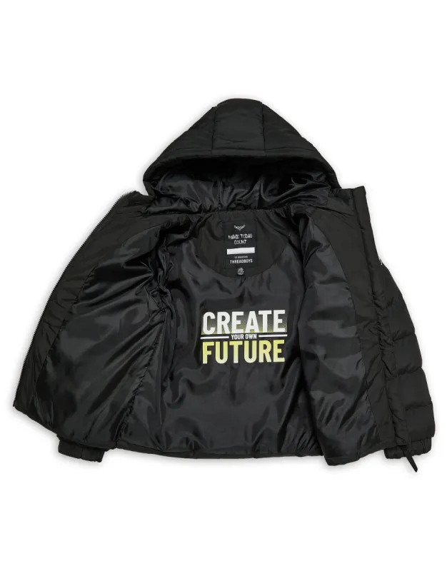 Boys' Black Puffer Jacket sold by Threadbare
