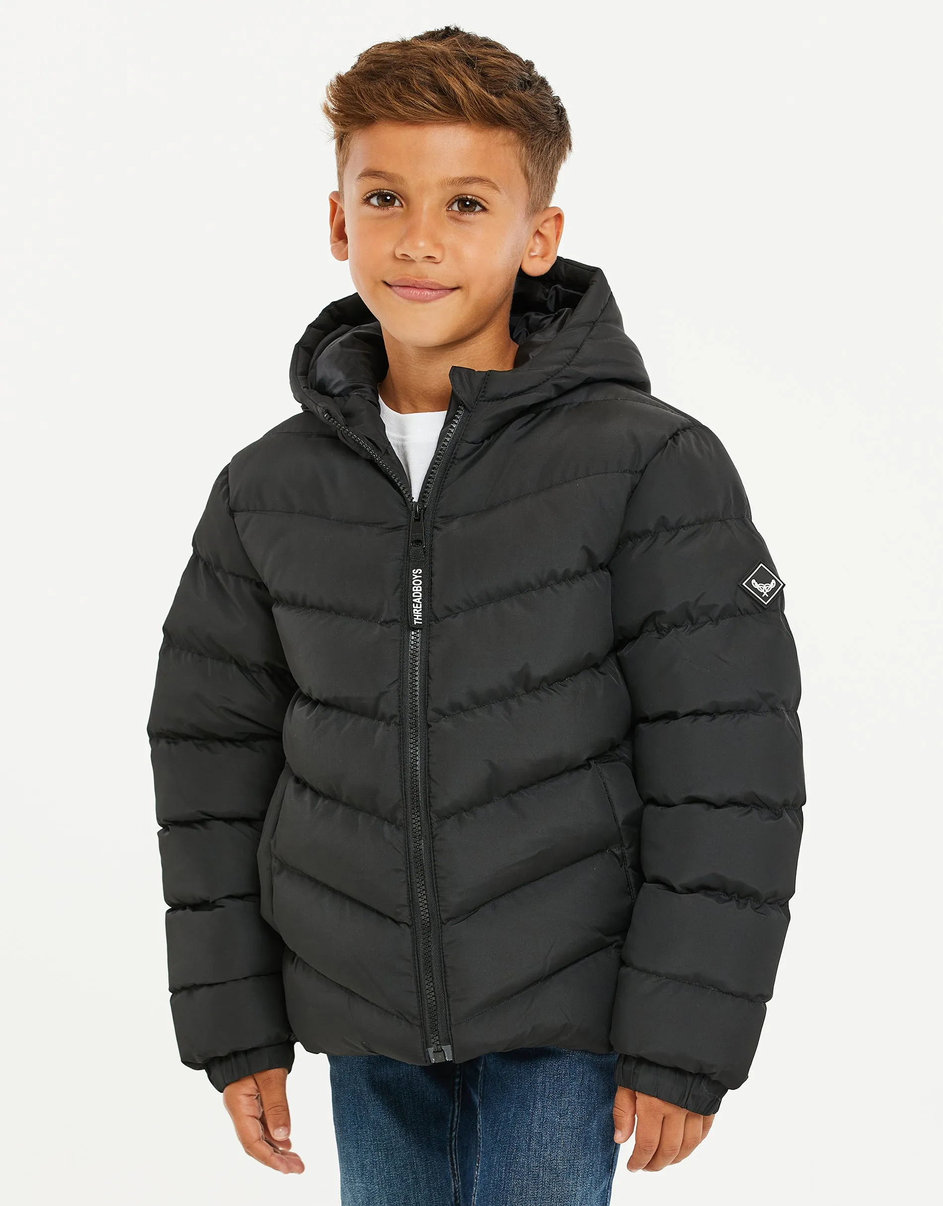 Boys' Black Puffer Jacket sold by Threadbare product image thumbnail 2