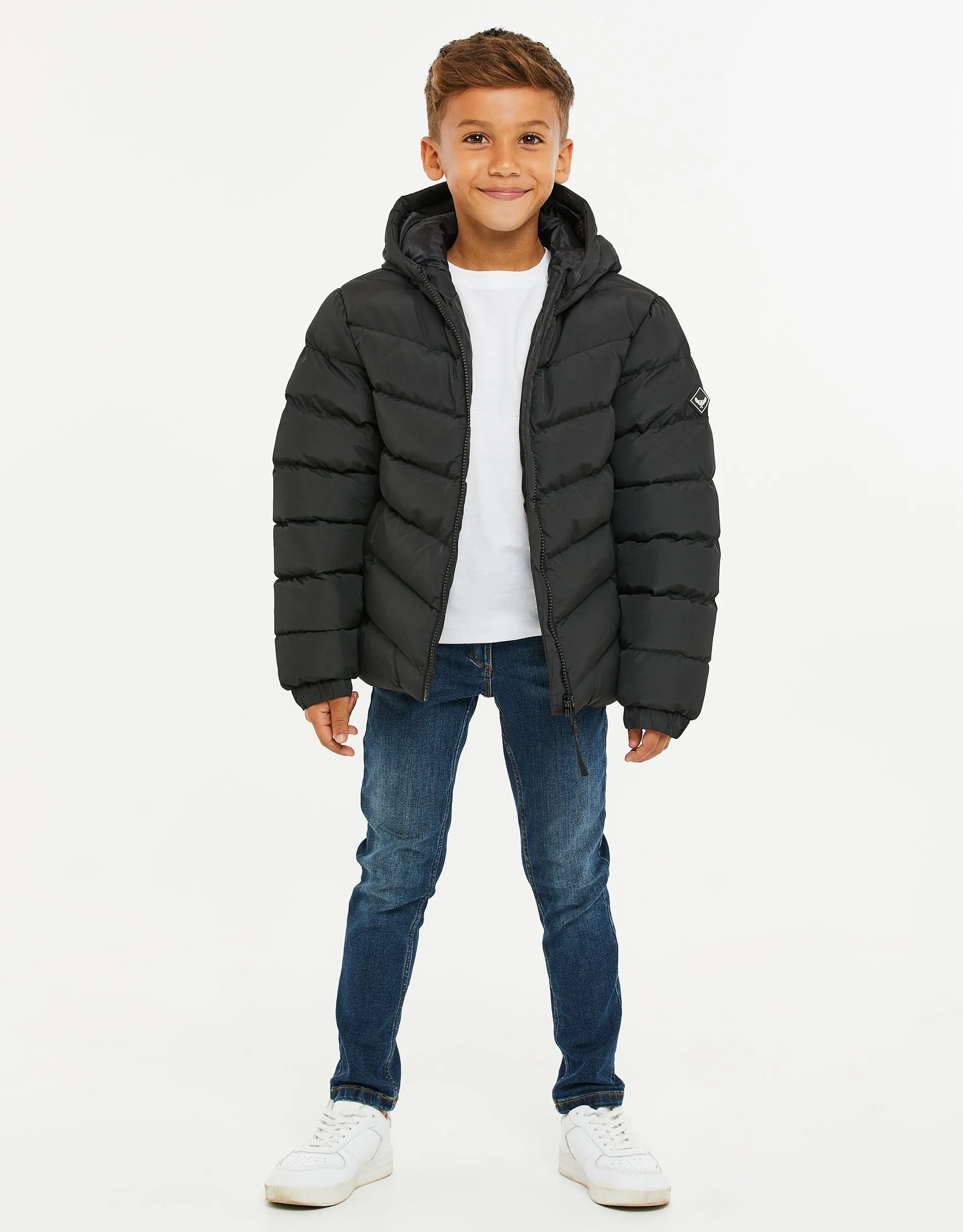 Boys' Black Puffer Jacket sold by Threadbare product image thumbnail 4