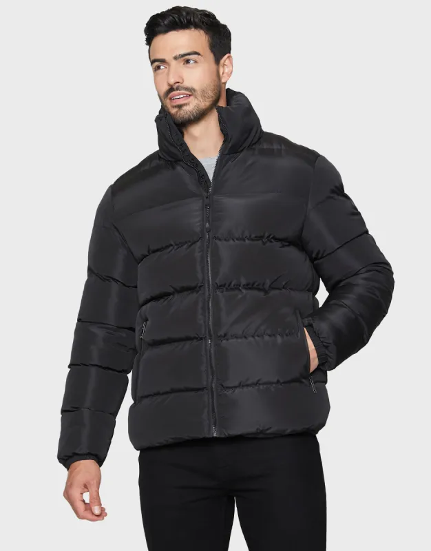 Men's Black Padded Puffer Jacket sold by Threadbare