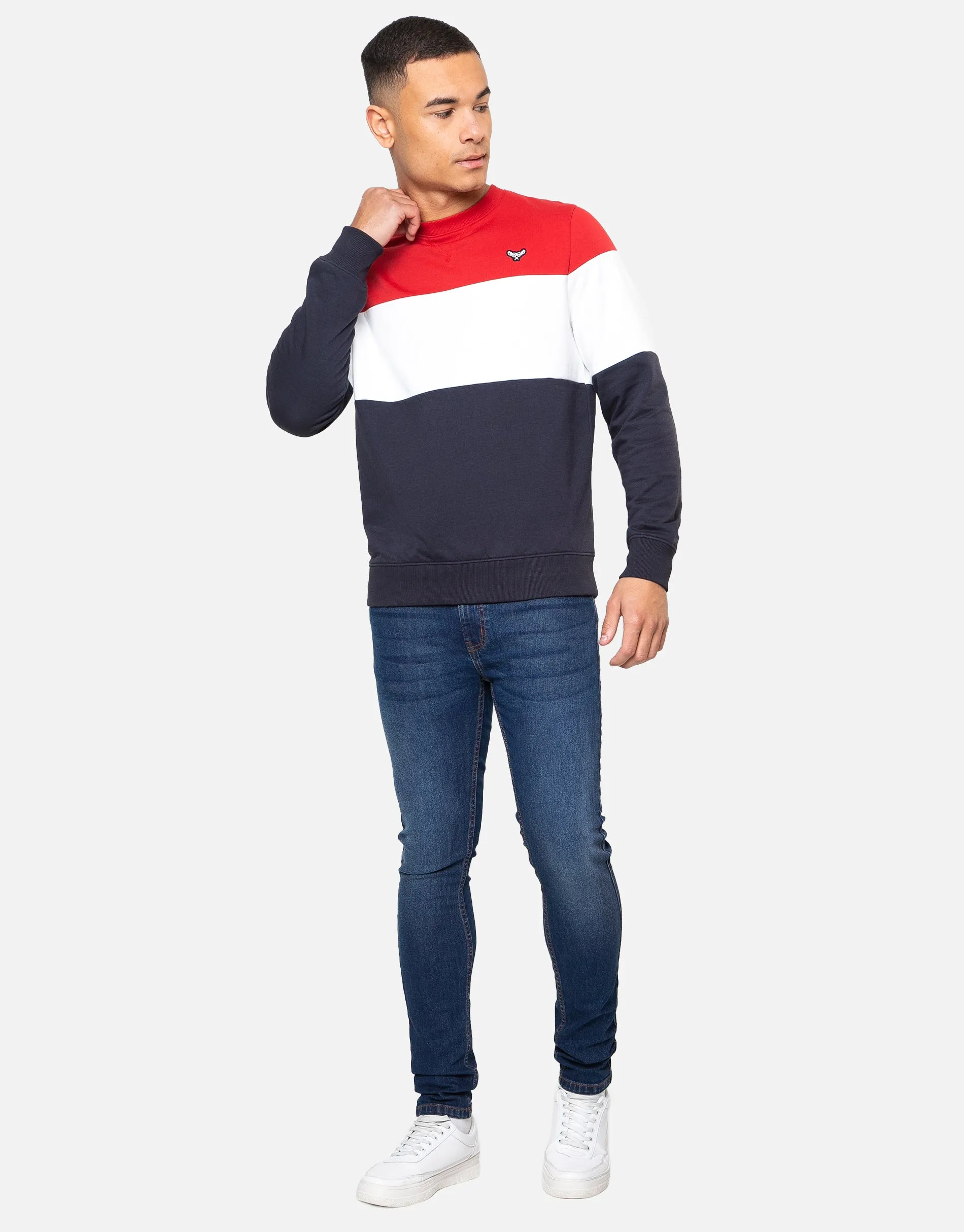 Men's Red Colourblock Sweatshirt sold by Threadbare product image thumbnail 3