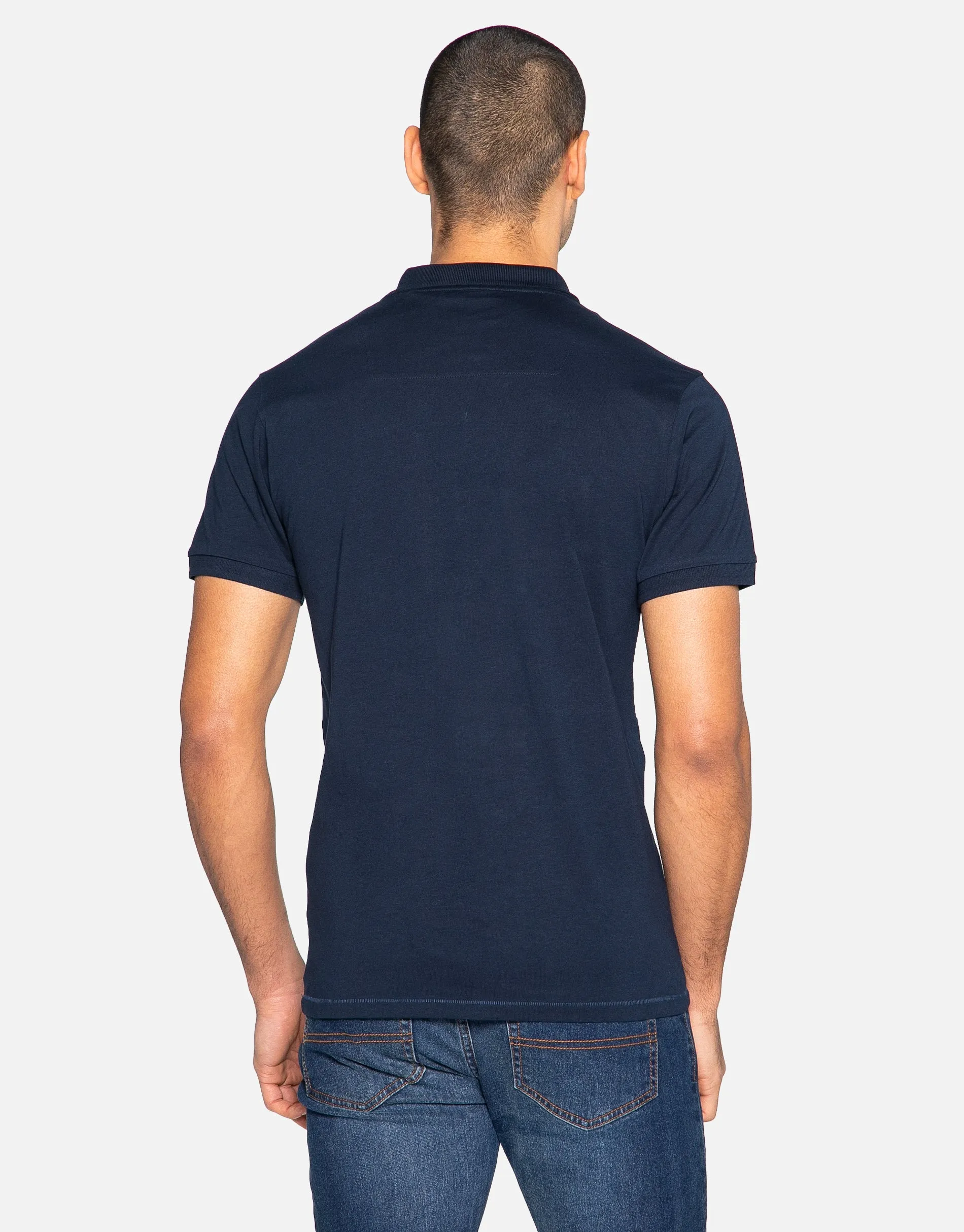 Men's Navy Colourblock Polo Shirt sold by Threadbare product image thumbnail 2