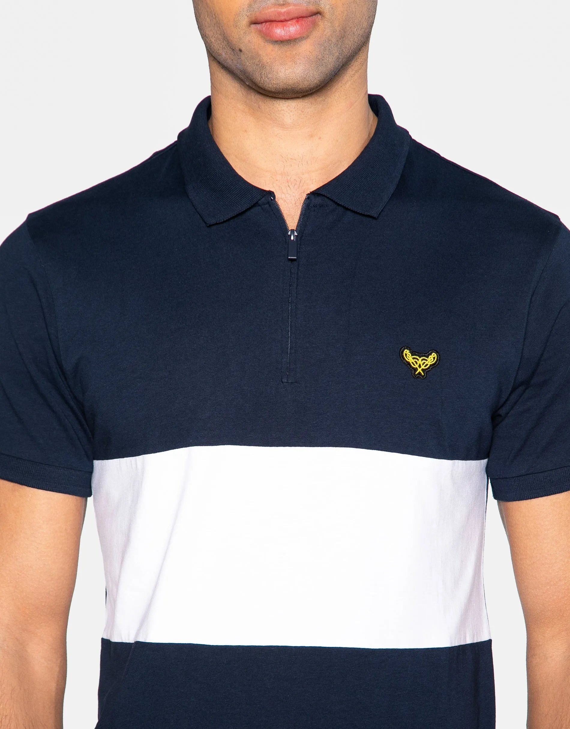 Men's Navy Colourblock Polo Shirt sold by Threadbare product image thumbnail 4