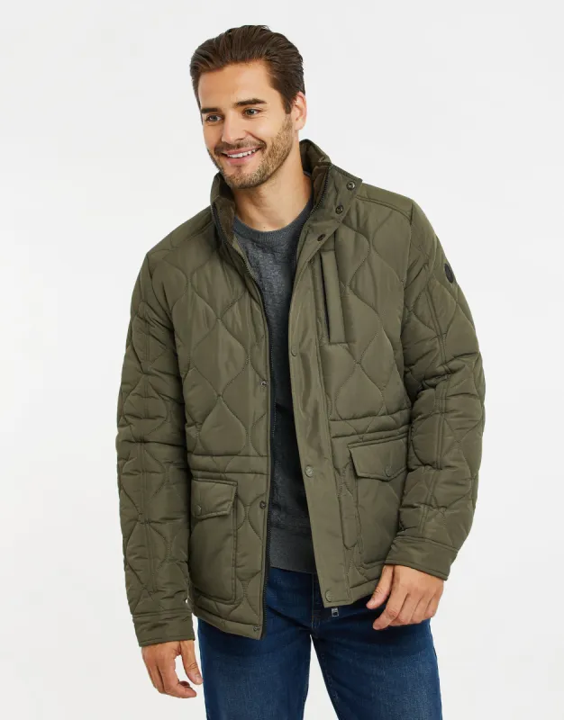 Men's Khaki Onion Quilted Jacket sold by Threadbare