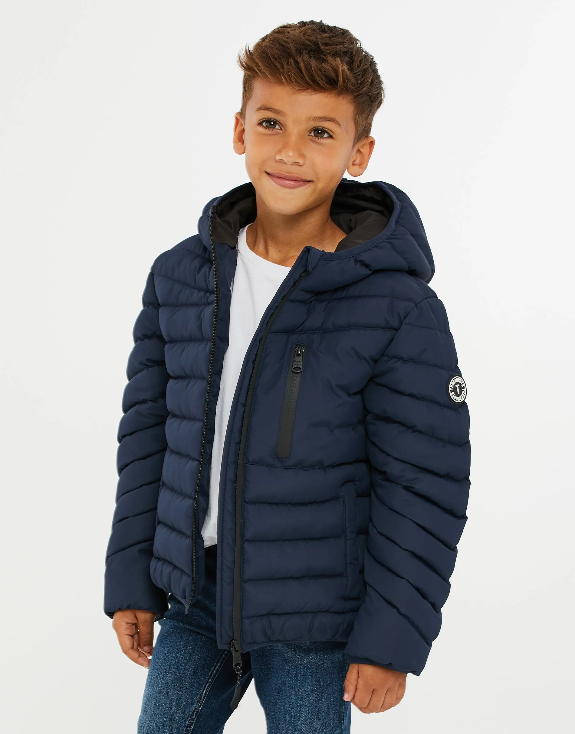 Boys' Navy Puffer Jacket sold by Threadbare
