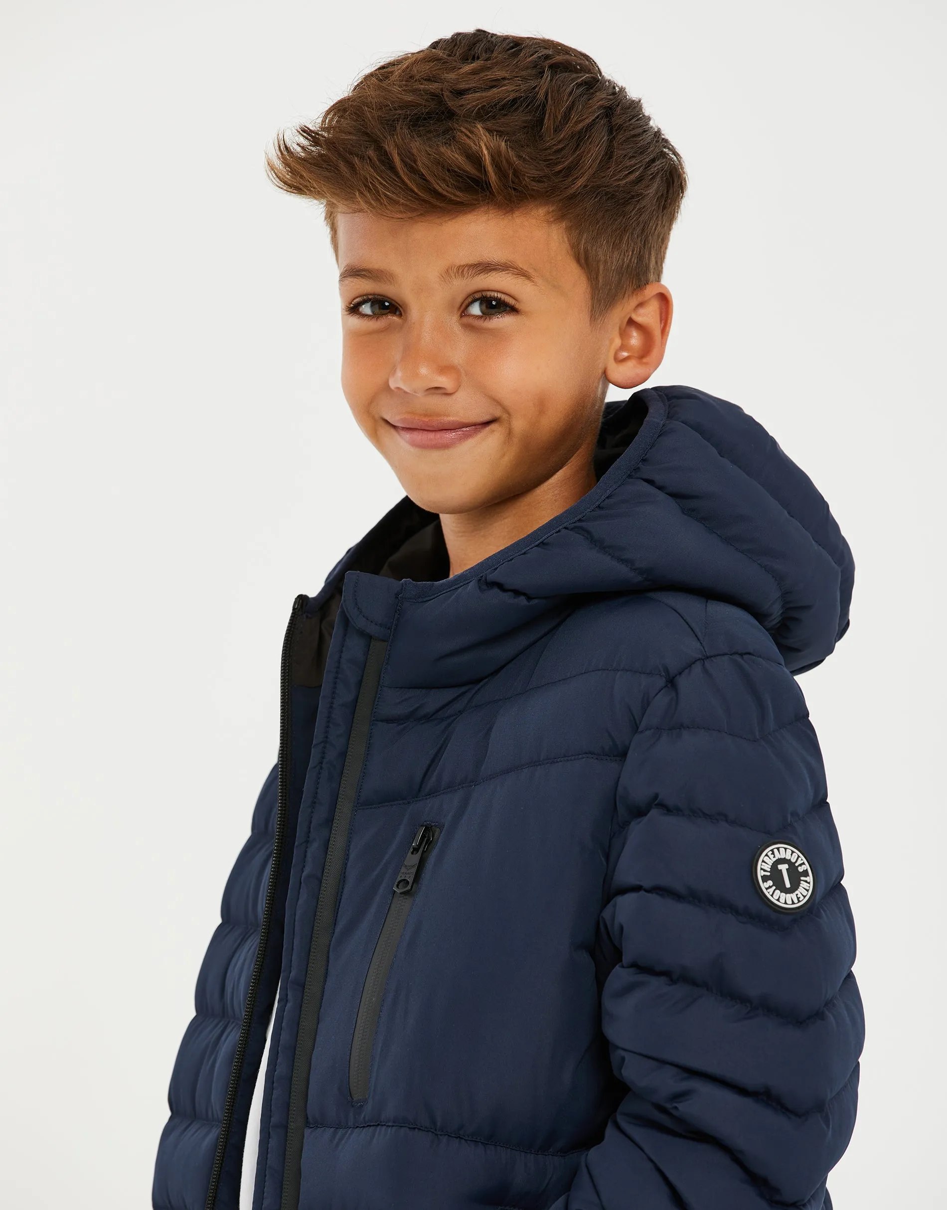 Boys' Navy Puffer Jacket sold by Threadbare product image thumbnail 4