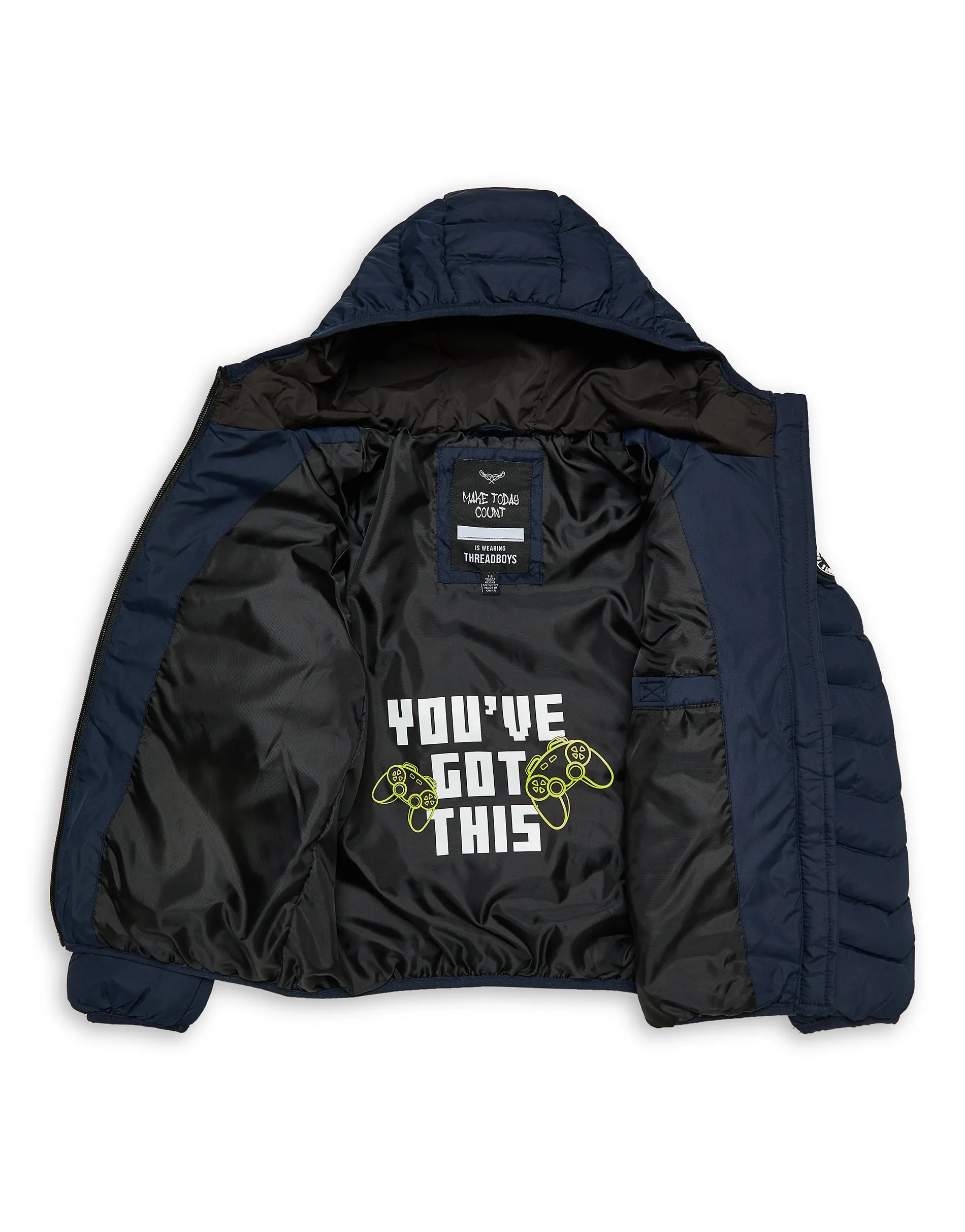 Boys' Navy Puffer Jacket sold by Threadbare product image thumbnail 5