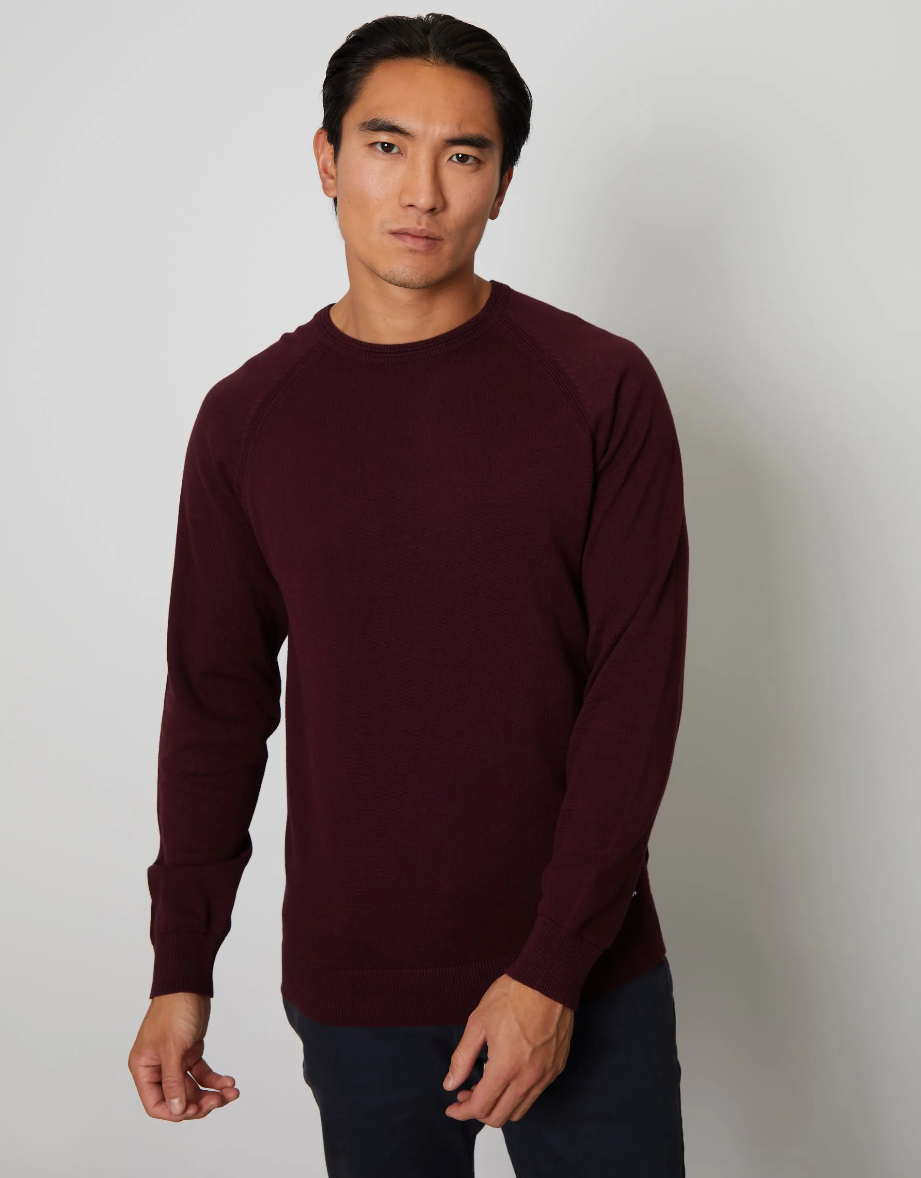 Men's Burgundy Crew Neck Knitted Jumper sold by Threadbare product image thumbnail 4