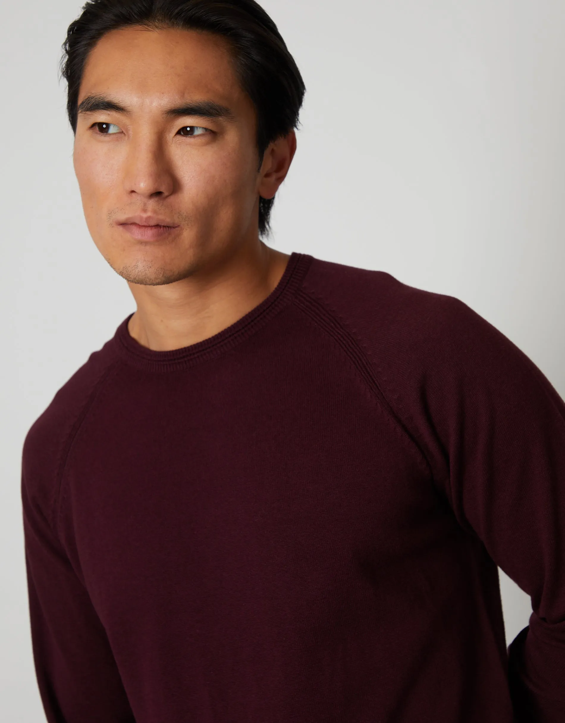 Men's Burgundy Crew Neck Knitted Jumper sold by Threadbare