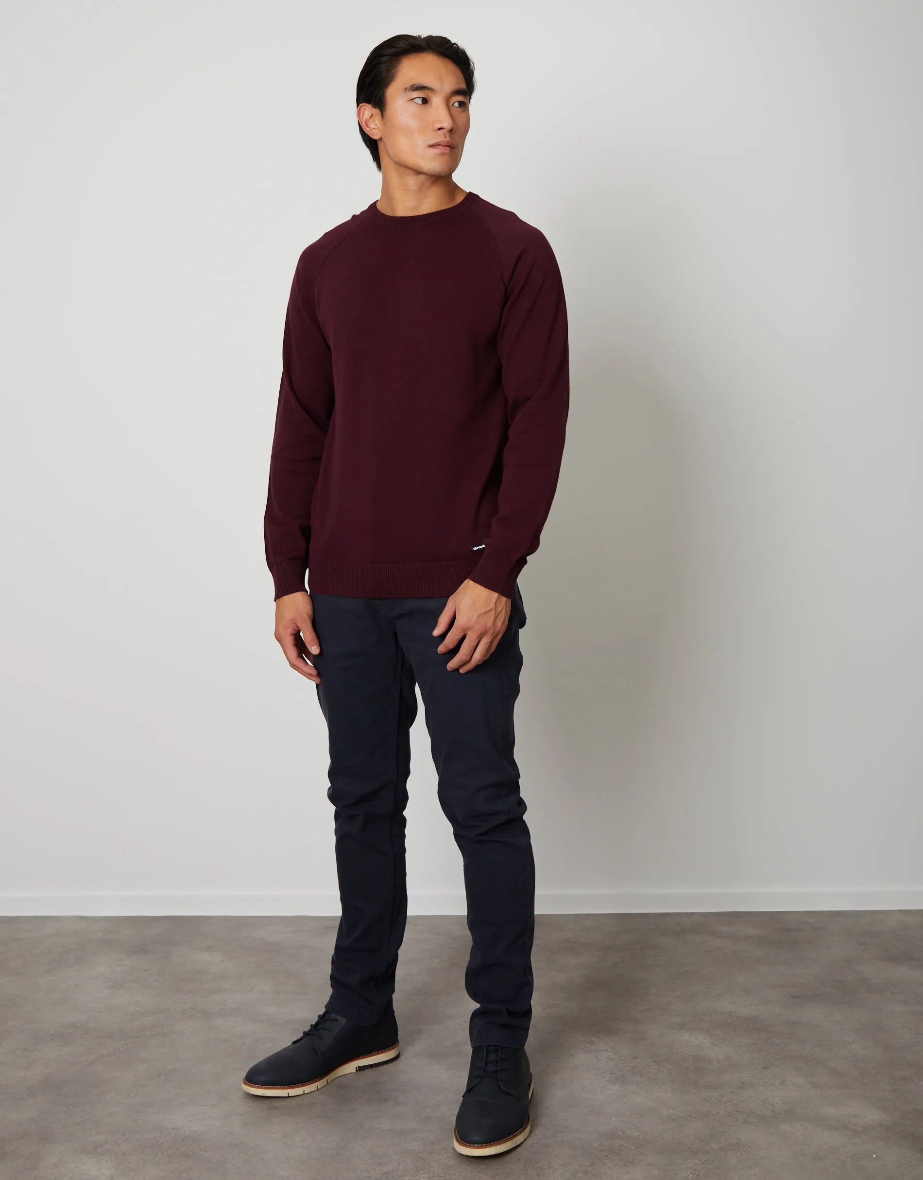 Men's Burgundy Crew Neck Knitted Jumper sold by Threadbare product image thumbnail 3