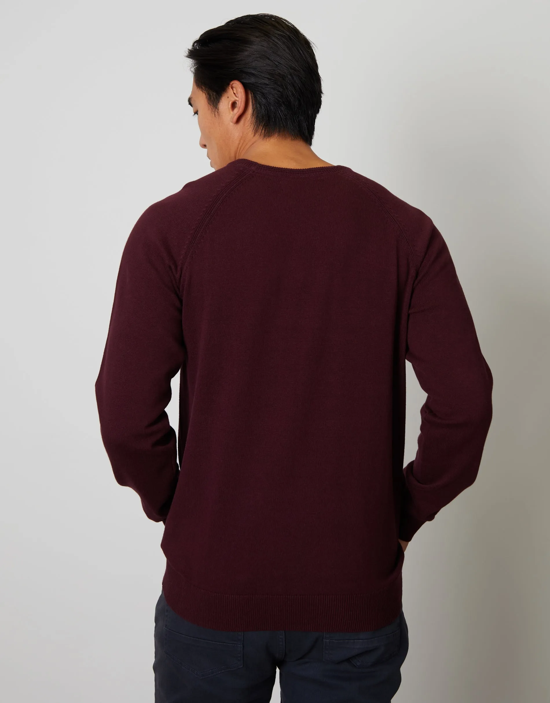 Men's Burgundy Crew Neck Knitted Jumper sold by Threadbare product image thumbnail 2