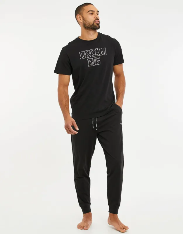 Men's Black Short Sleeve & Jogger Pyjamas (2-Piece Set) sold by Threadbare