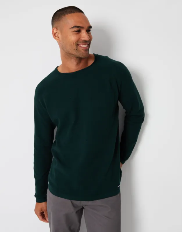 Men's Green Knit Crew Neck Jumper sold by Threadbare