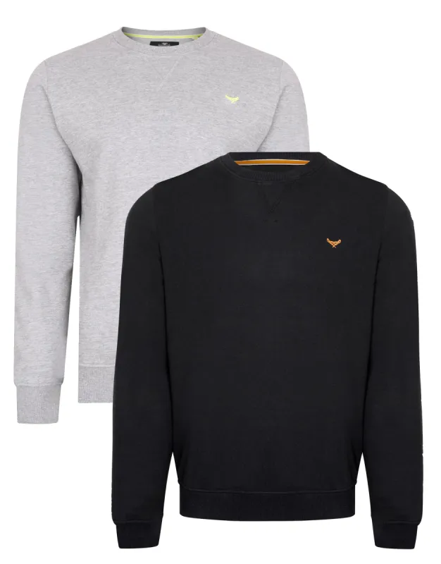 Men's Black & Grey Crew Neck Sweatshirts (2 Pack) sold by Threadbare