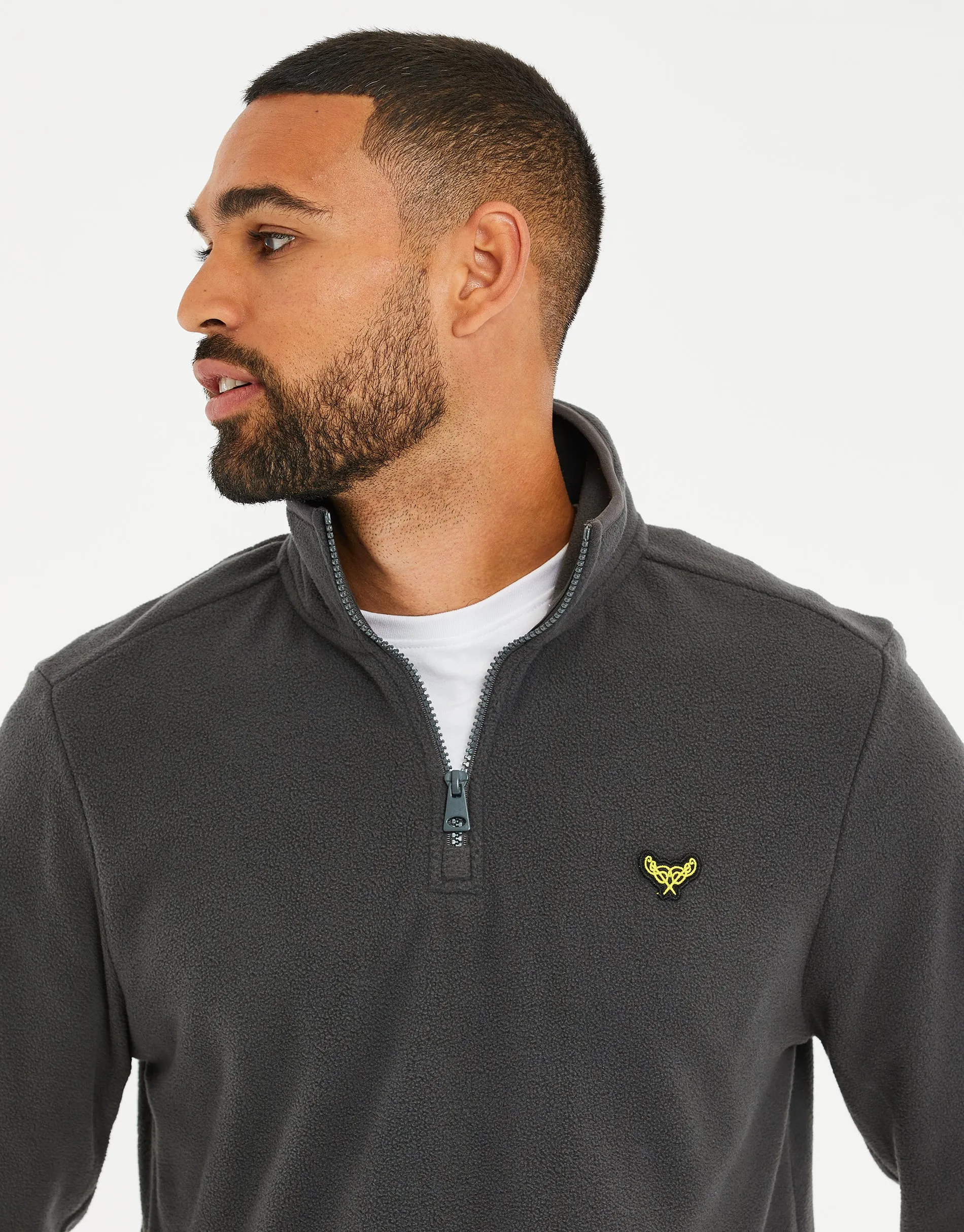 Charcoal Grey Quarter Zip Microfleece Sweatshirt sold by Threadbare product image thumbnail 4