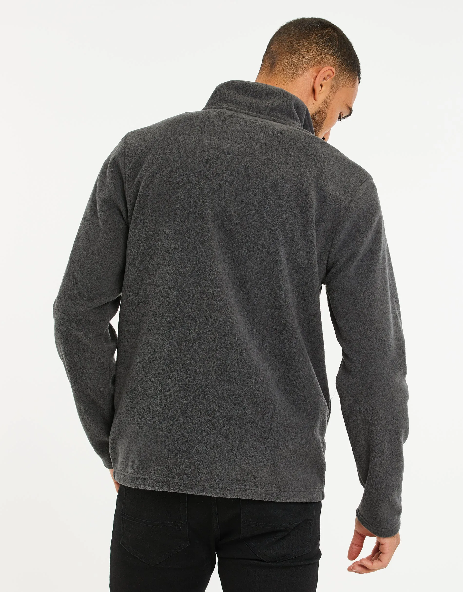 Charcoal Grey Quarter Zip Microfleece Sweatshirt sold by Threadbare product image thumbnail 2