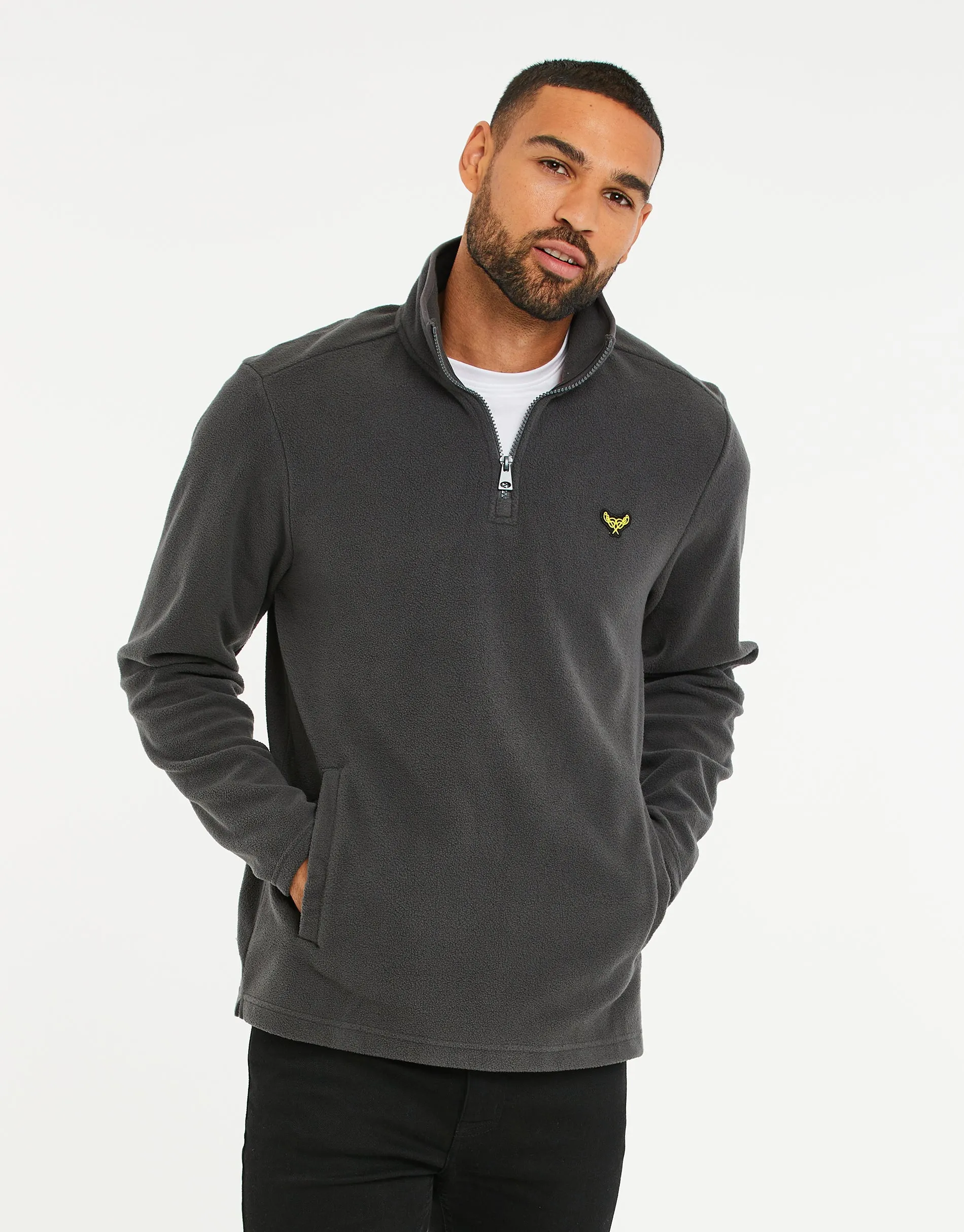 Charcoal Grey Quarter Zip Microfleece Sweatshirt sold by Threadbare