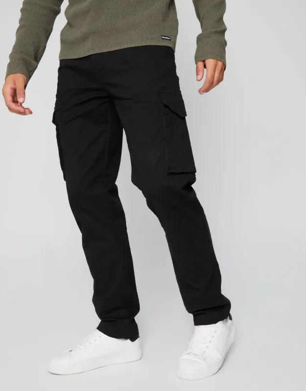 Black Slim Fit Cargo Style Trouser sold by Threadbare