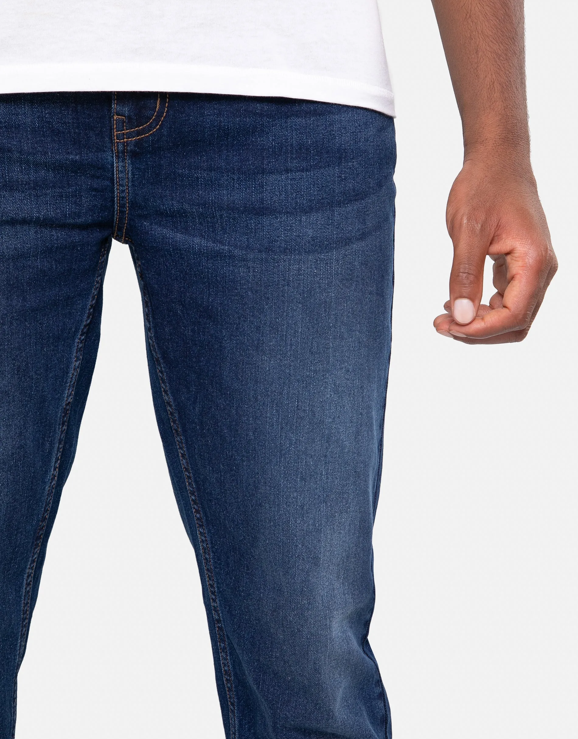Men's Mid Blue Wash Straight Leg Jeans sold by Threadbare product image thumbnail 4