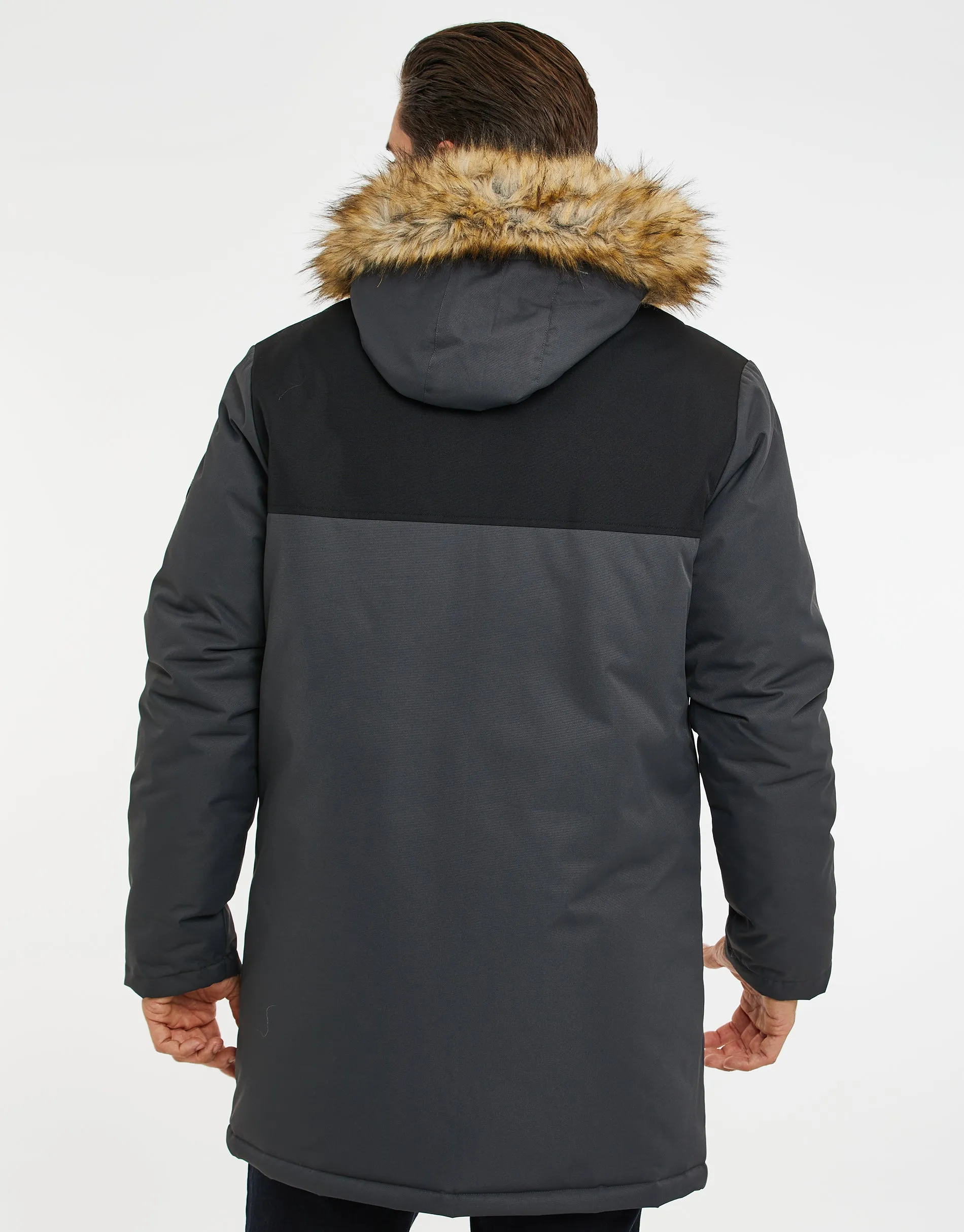 Men's Charcoal Colourblock Parka Jacket sold by Threadbare product image thumbnail 2