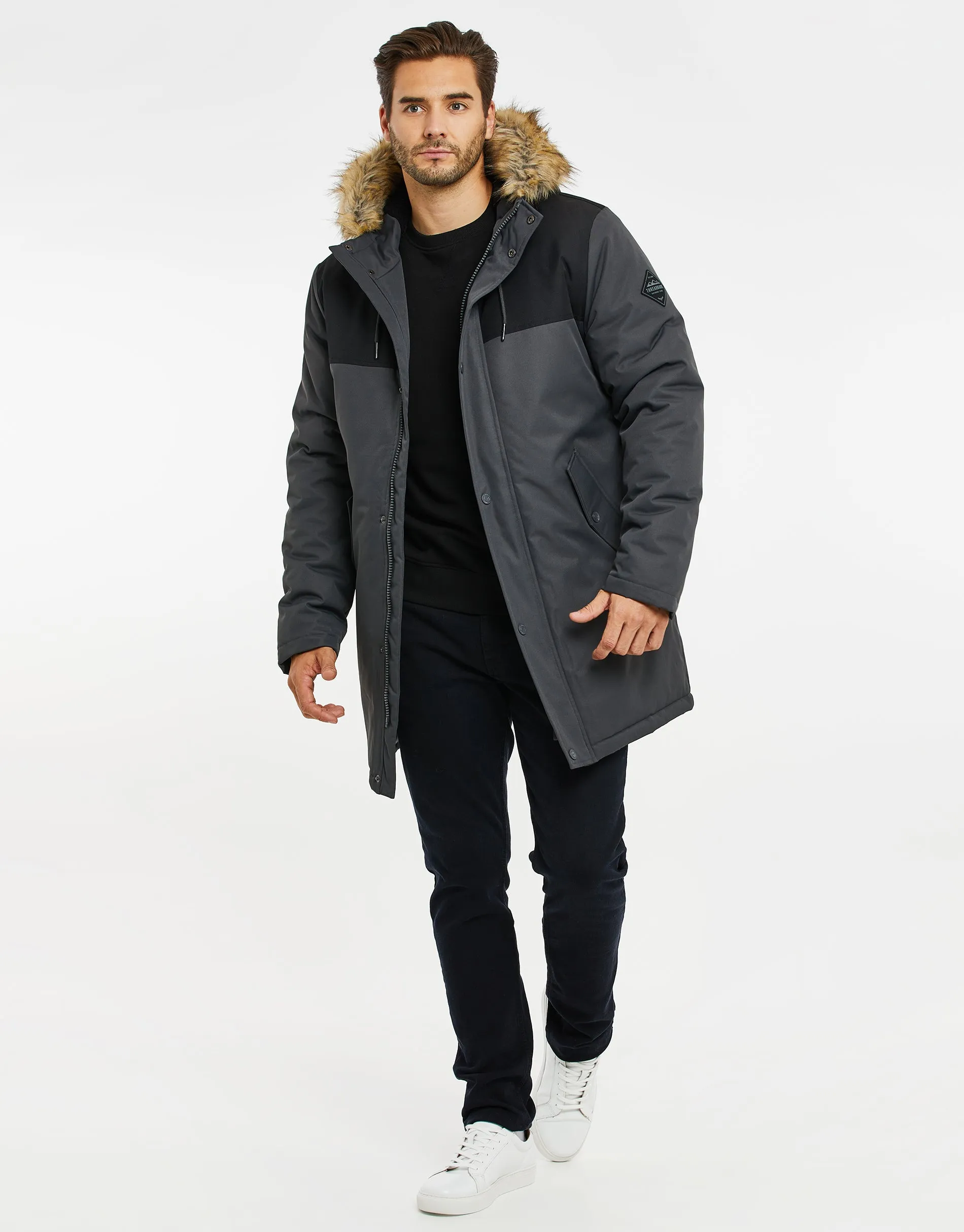 Men's Charcoal Colourblock Parka Jacket sold by Threadbare product image thumbnail 3