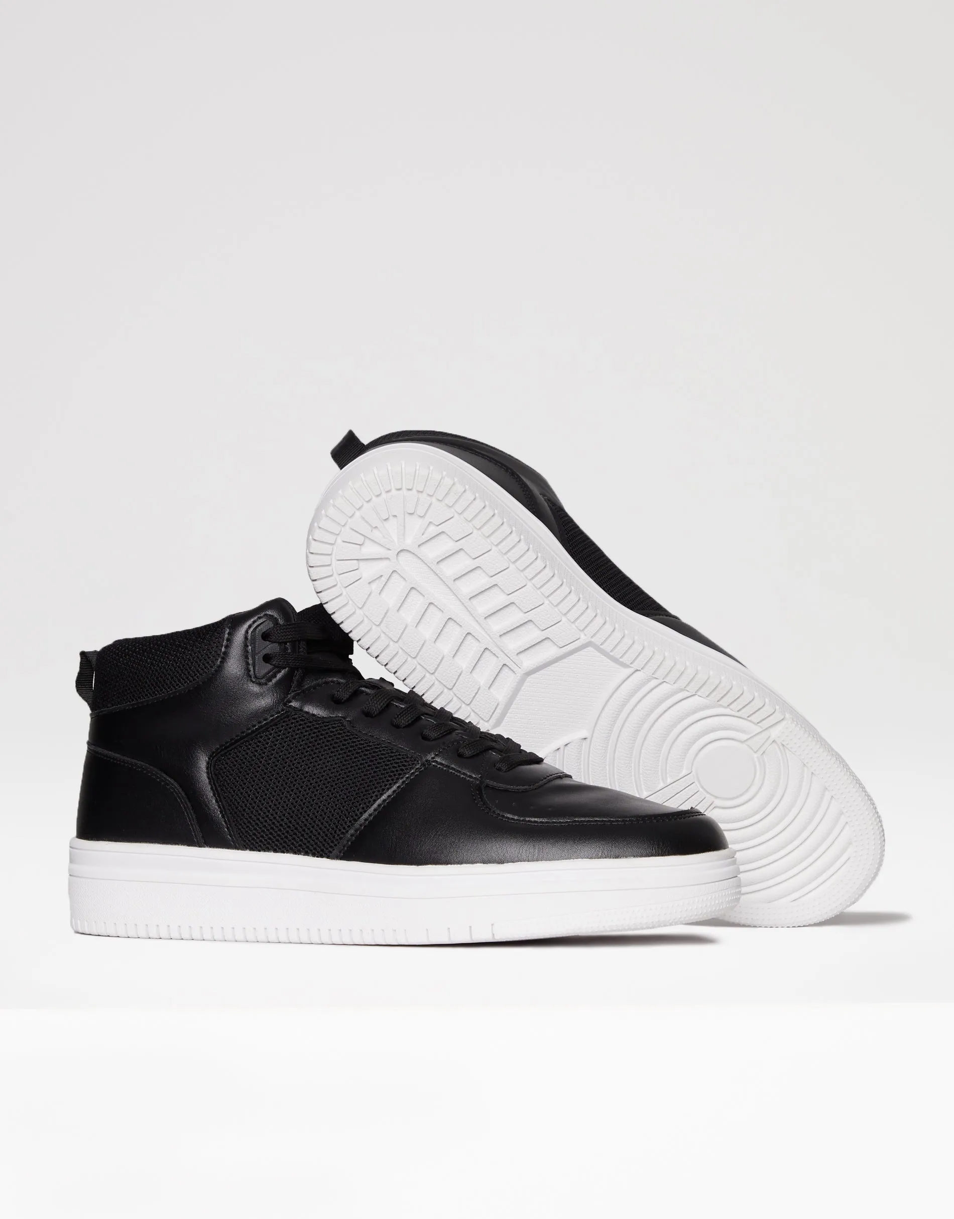 Black Sport Panel High Top Trainers sold by Threadbare product image thumbnail 2
