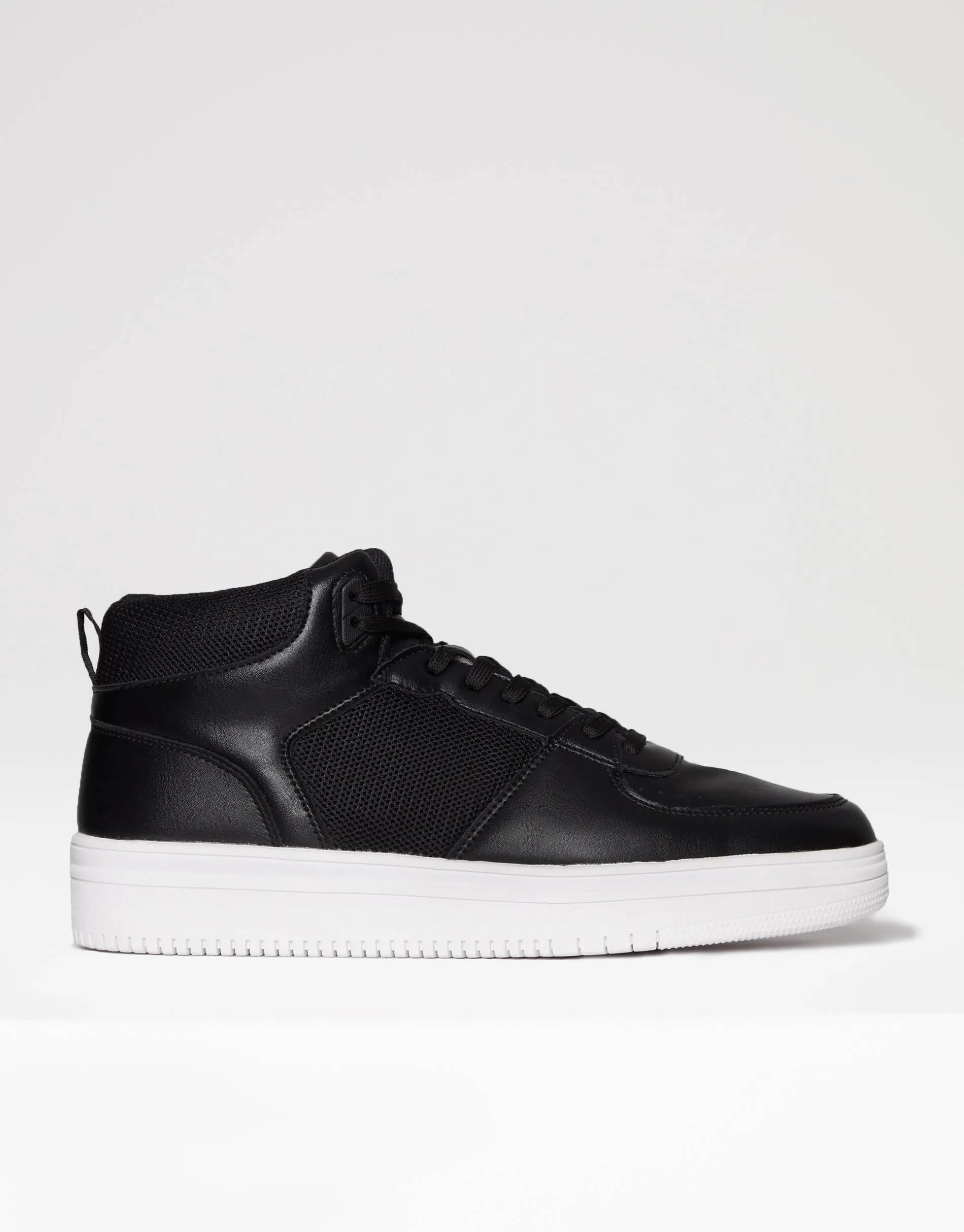 Black Sport Panel High Top Trainers sold by Threadbare