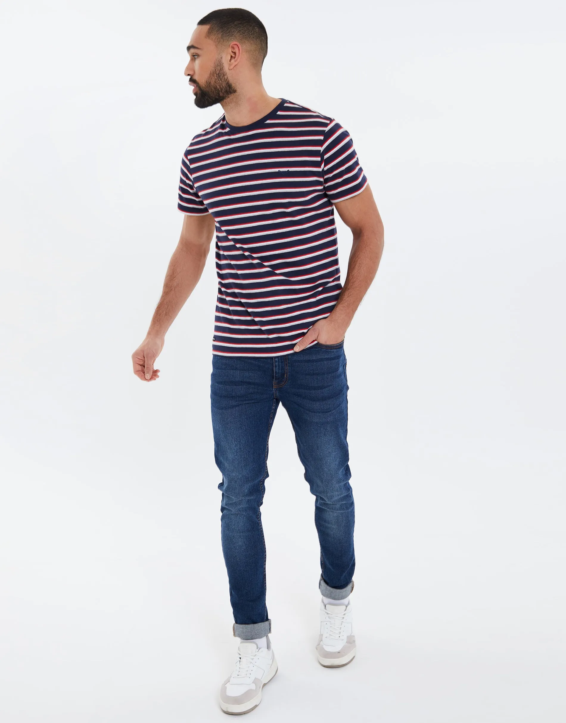 Men's Navy & Multi Stripe T-Shirt sold by Threadbare product image thumbnail 4