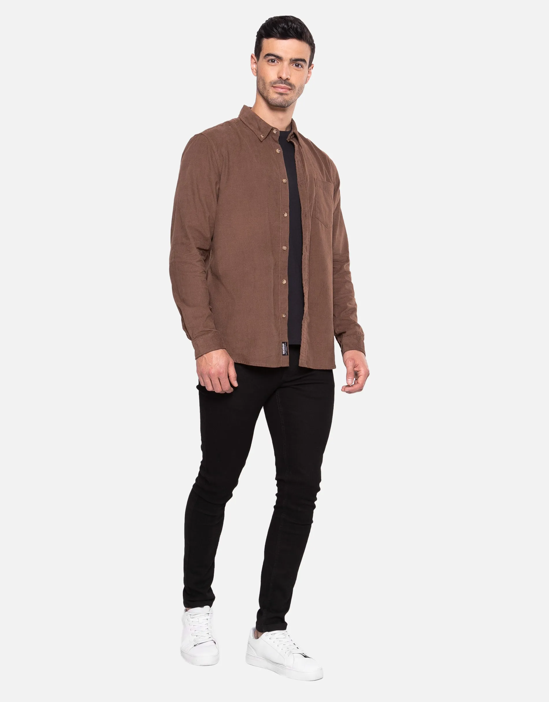 Men's Tan Long Sleeve Cord Shirt sold by Threadbare product image thumbnail 3