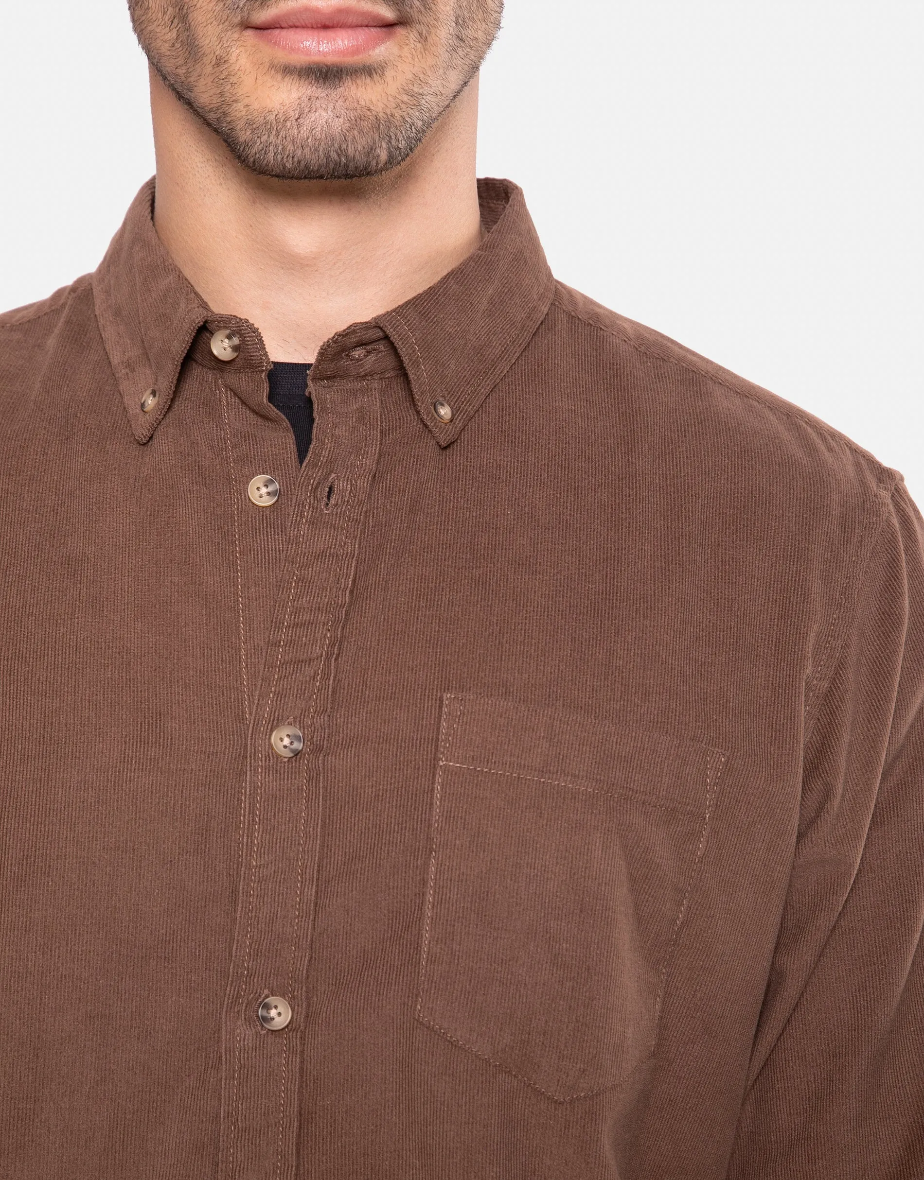 Men's Tan Long Sleeve Cord Shirt sold by Threadbare product image thumbnail 4