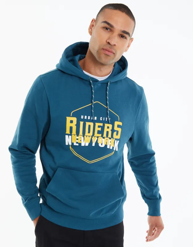 Men's Ocean Blue New York Varsity Hoodie sold by Threadbare