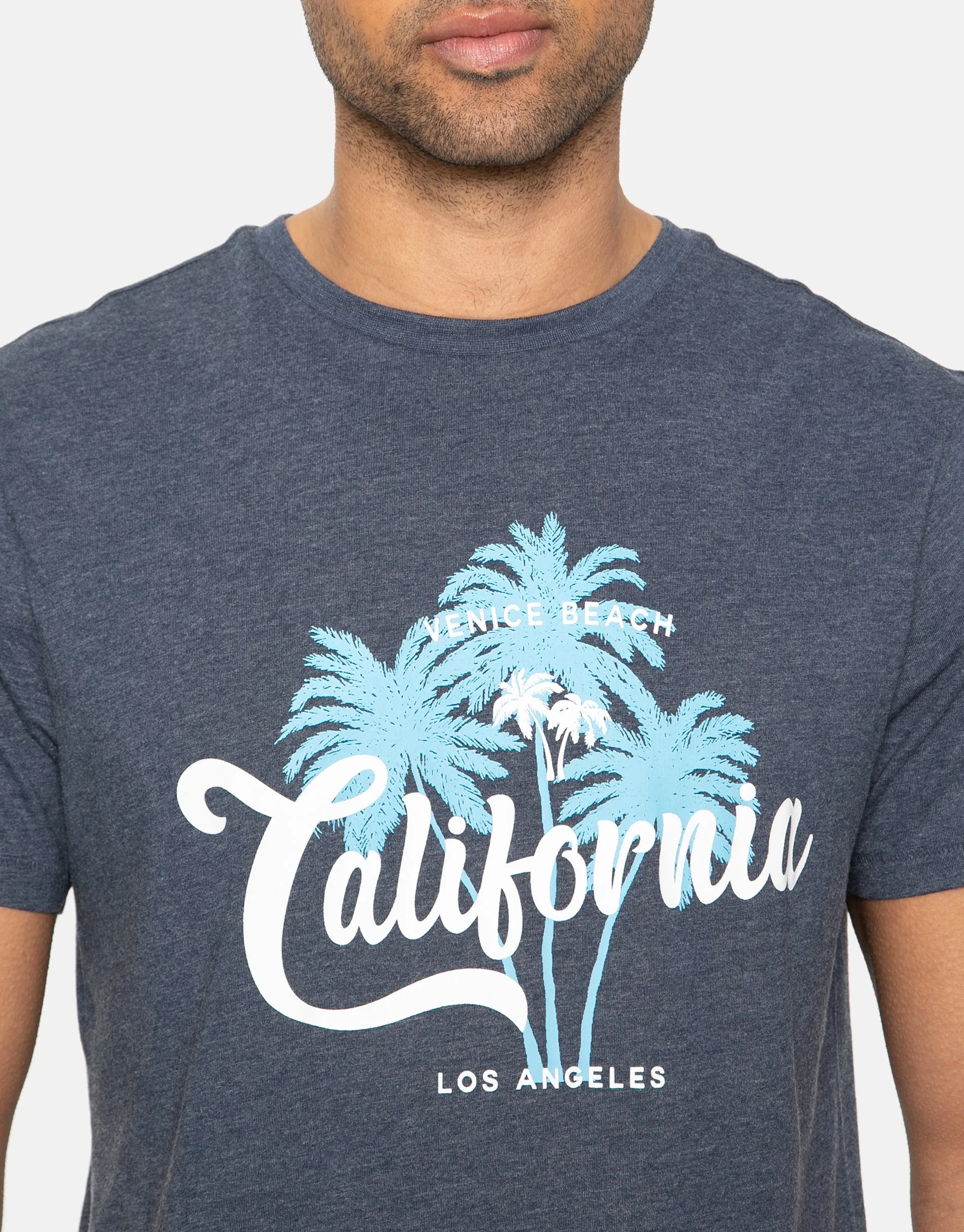 Men's Blue Palm Front Print T-Shirt sold by Threadbare product image thumbnail 4