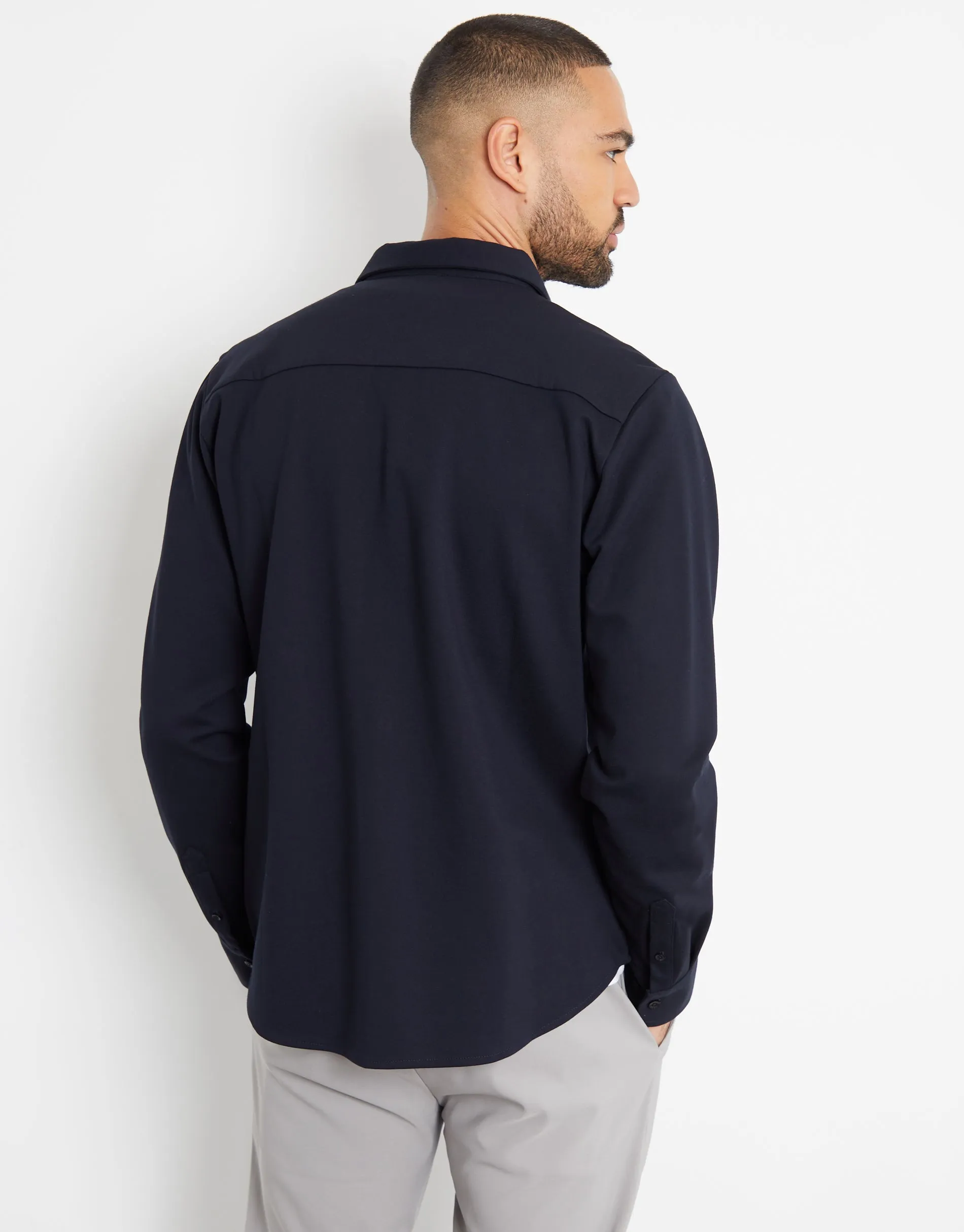 Navy Heavyweight Long Sleeve Shirt sold by Threadbare product image thumbnail 2