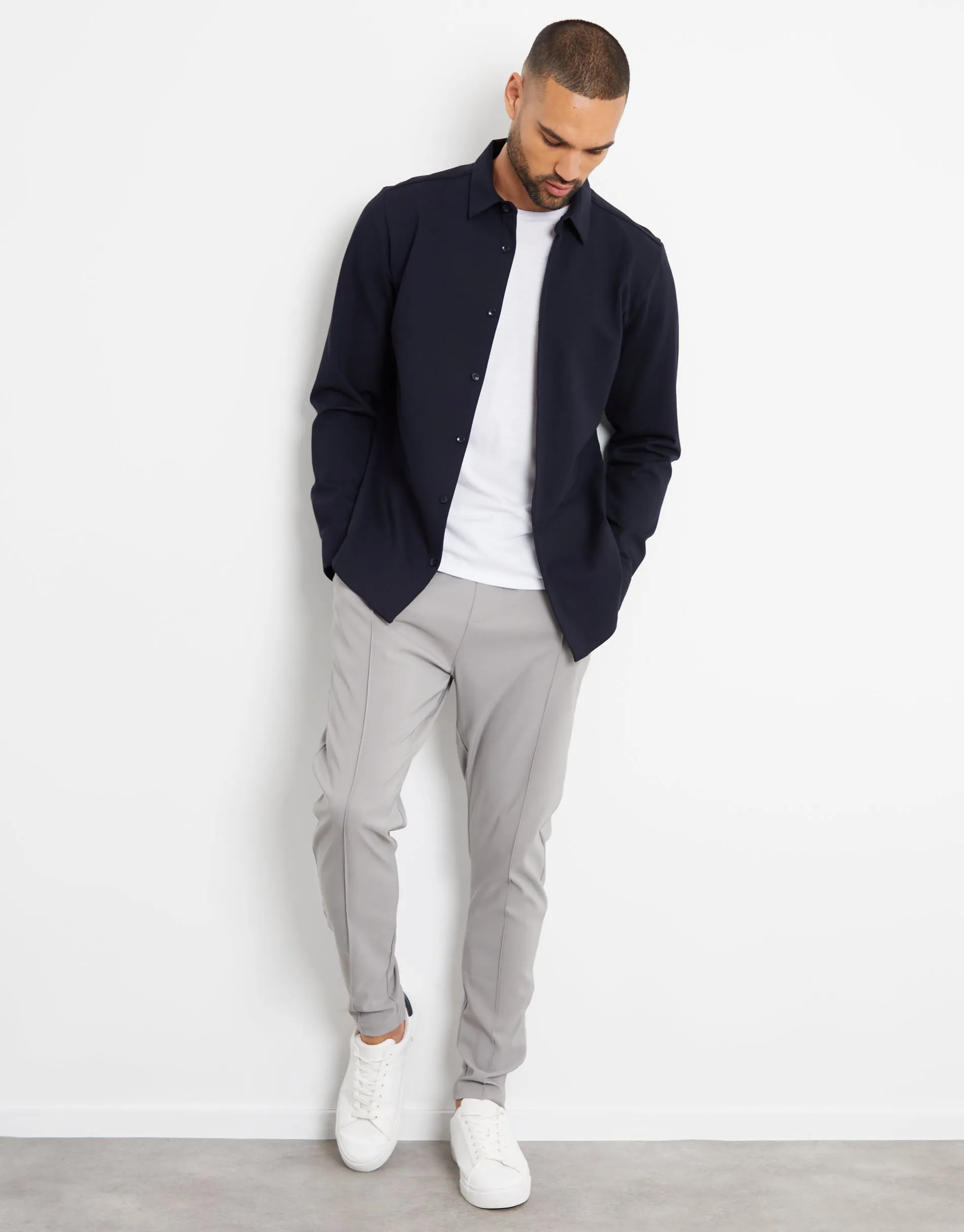 Navy Heavyweight Long Sleeve Shirt sold by Threadbare product image thumbnail 3