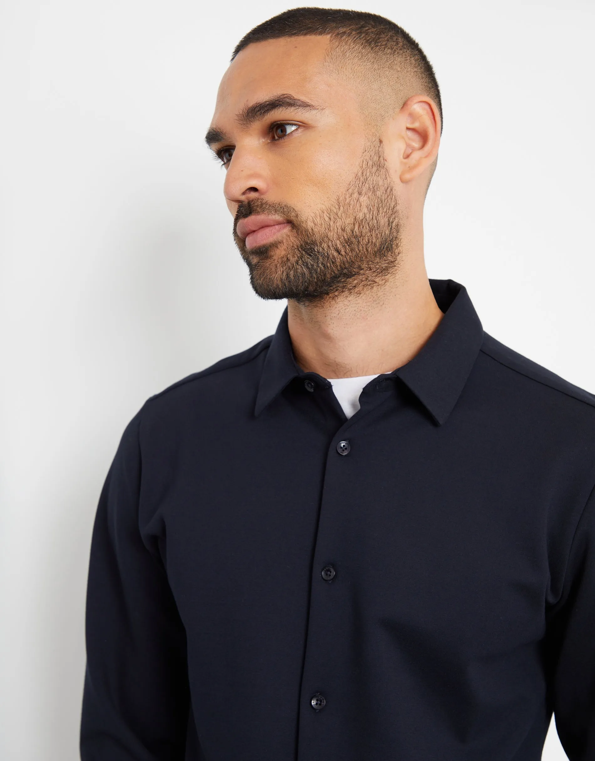 Navy Heavyweight Long Sleeve Shirt sold by Threadbare product image thumbnail 4